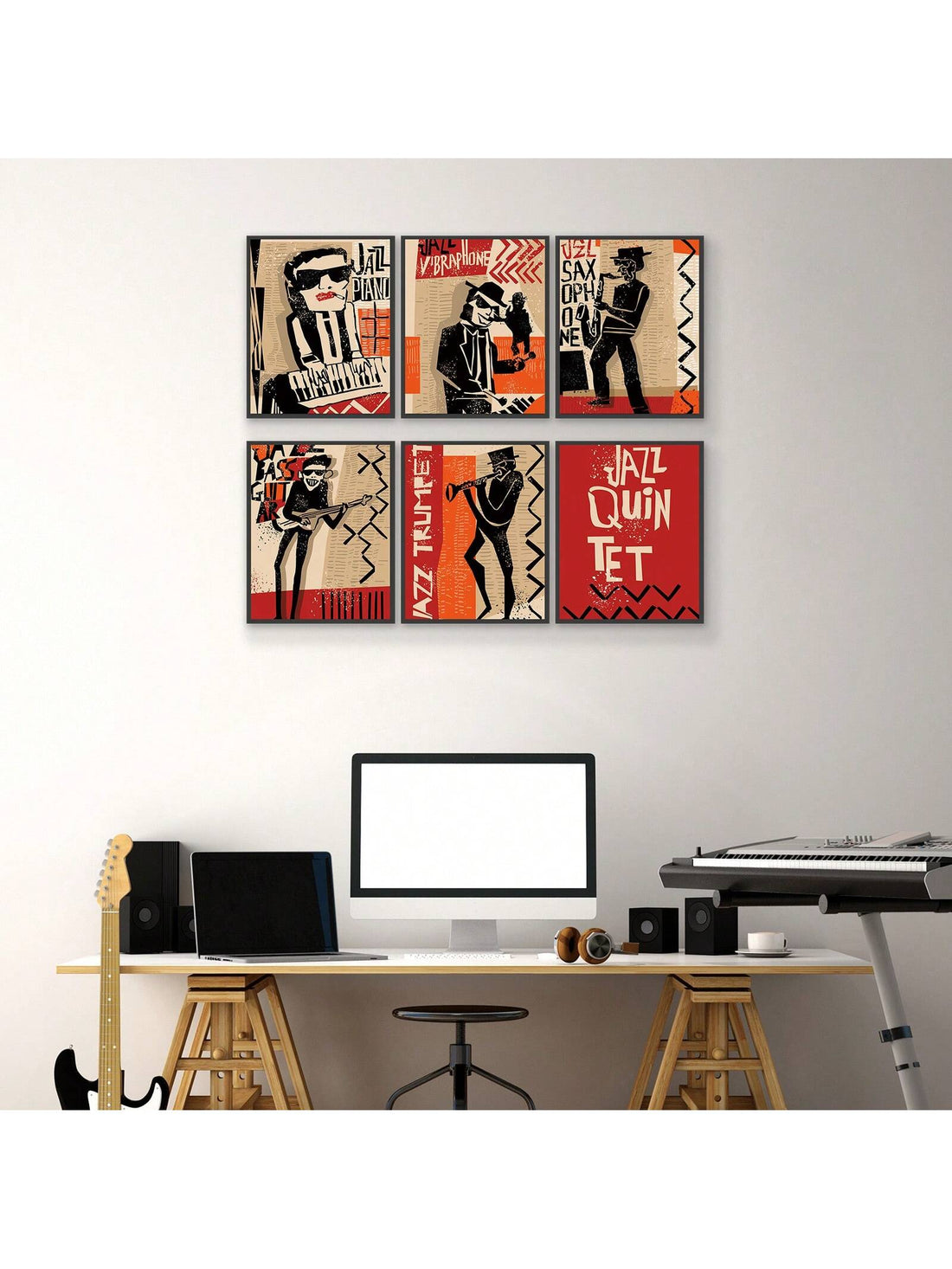 Expertly curated set of 6 retro music posters featuring iconic rock, jazz, and band art prints. Add a touch of cool to any space with this unique collection. Perfect for music lovers and vintage enthusiasts alike.