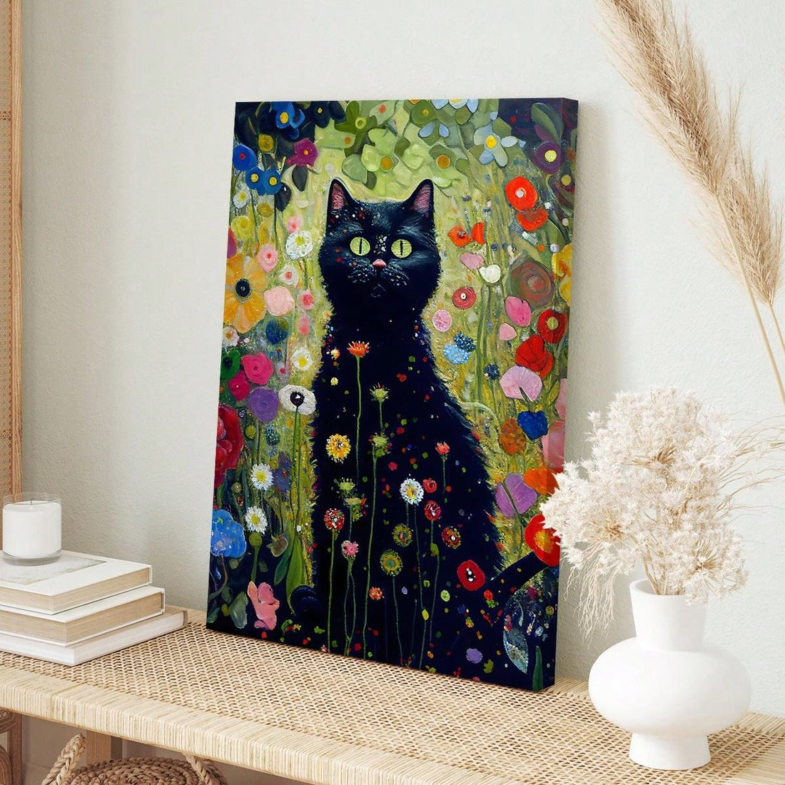 Elevate your home decor with our "Captivating Klimt: Garden Cat Canvas Poster". This enchanting piece features a beautiful garden scene with a captivating cat, inspired by the captivating works of Gustav Klimt. Crafted with high-quality canvas, this poster will add a touch of elegance and charm to any room.