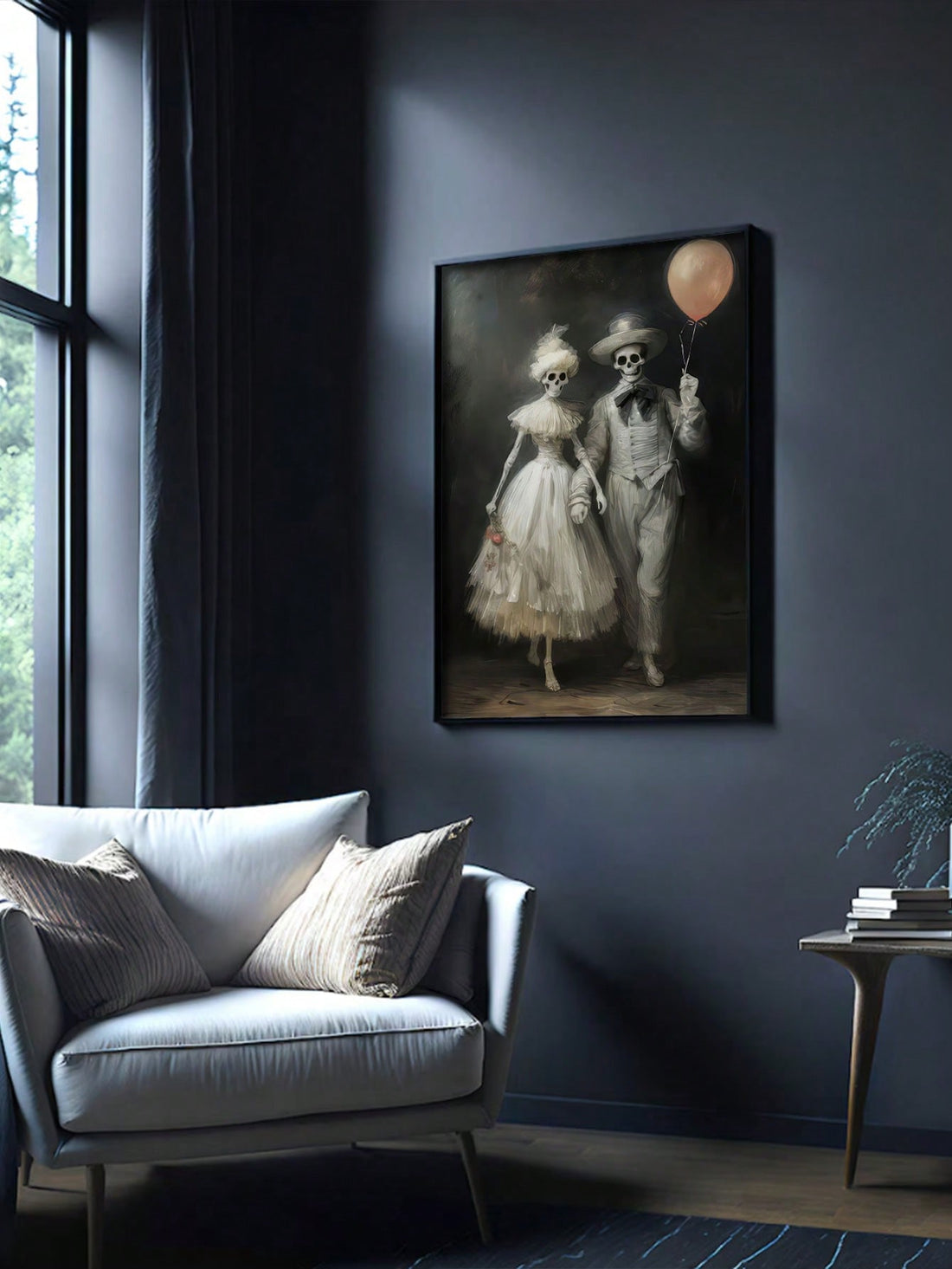 Transform your room into a gothic sanctuary with our Vintage Romance: Halloween Skull Canvas Poster. This unique and artistic piece adds a touch of romance and spookiness to any space. Made with high-quality canvas, this poster is perfect for Halloween decorations or year-round decor enthusiasts.