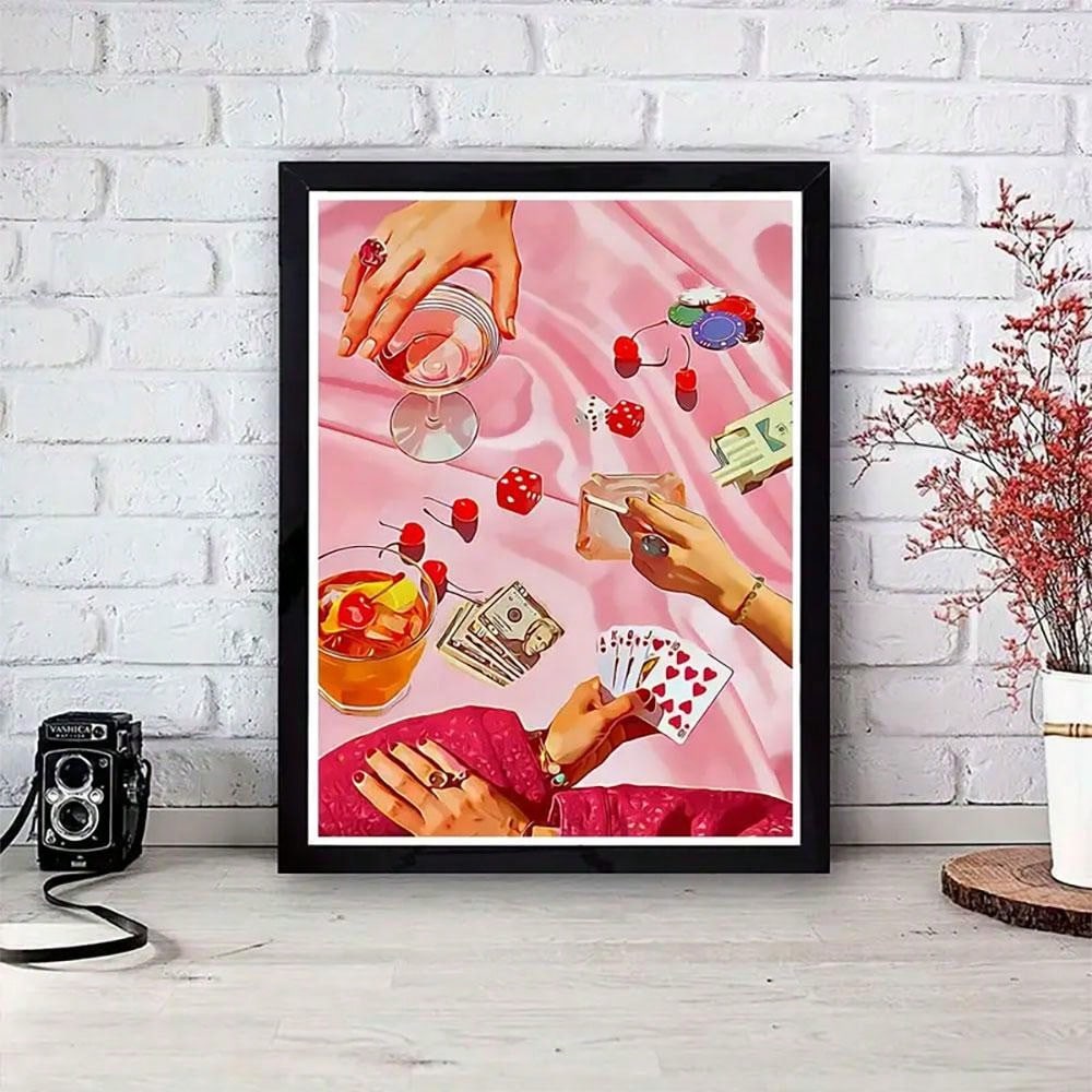 Elevate your home decor with this vibrant pink cocktail canvas art that exudes a preppy aesthetic. With expertly crafted details and bold hues, this poster adds a touch of sophistication to any space. Instantly transform your home into a cozy and stylish oasis with this high-quality piece.