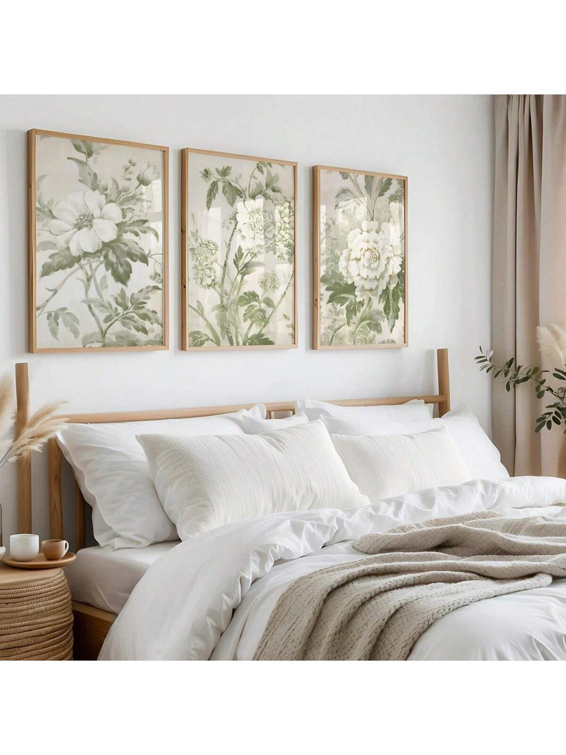 Elevate your living space with the Sage Green Floral Triptych Art Set, a refined example of grandmillennial style. This elegant three-panel artwork features delicate floral designs in soothing sage tones, adding timeless charm and sophistication to any room. Ideal for home decoration, it also makes a thoughtful gift for special occasions and celebrations, blending classic aesthetics with modern appeal. Crafted to enhance your interior with subtle beauty, this set transforms walls into a serene focal point.