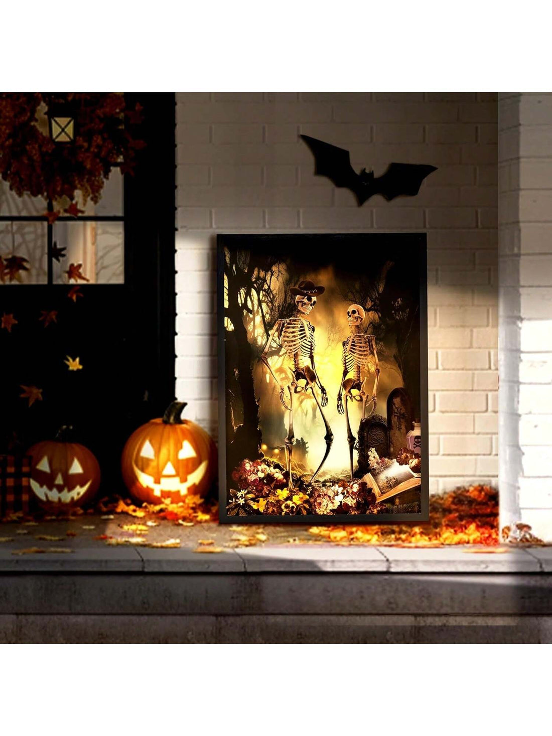 Transform your home into a spooky haven with our Skeleton Wall Art. The intricate design and illuminating features add a hauntingly beautiful touch to any Halloween decor. Made with high-quality materials for a realistic and durable finish. Perfect for setting the eerie mood this season.