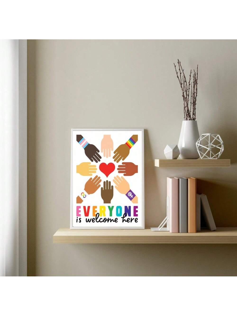 "Promote education and equality in your child's space with our Embrace Diversity canvas poster. Featuring an inspirational message, this poster encourages learning and acceptance of diversity. Perfect for kids' rooms, classrooms, and playrooms. Let their surroundings inspire a brighter, more inclusive future.