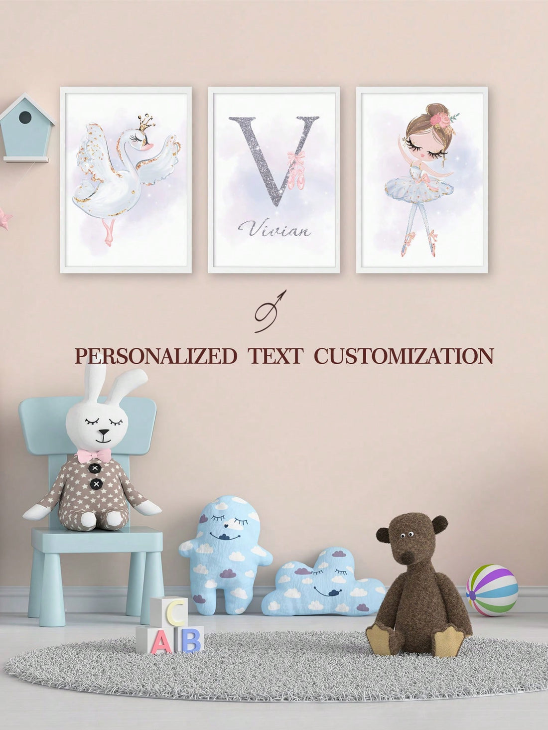 Add a personal touch to your little dancer's room with our 3-Piece Personalized Name Art Set - a perfect dance wall decor. Customized with her name, this set is a unique and stylish addition to any room. Made with high-quality materials, it's a special gift she'll love for years to come.