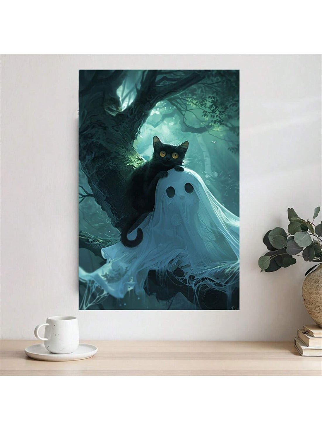 Enhance your home and bar decor with our Spooky Forest Halloween oil painting poster. Featuring a hauntingly beautiful forest scene, this poster adds a touch of eeriness to any space. Made with top-quality oil paint and designed to last, it's the perfect addition to your Halloween aesthetic.