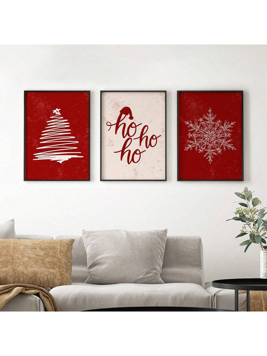 Christmas Cheer: 3-Piece Canvas Wall Art Set for Festive Home Decor - Un Frame Canvas Poster