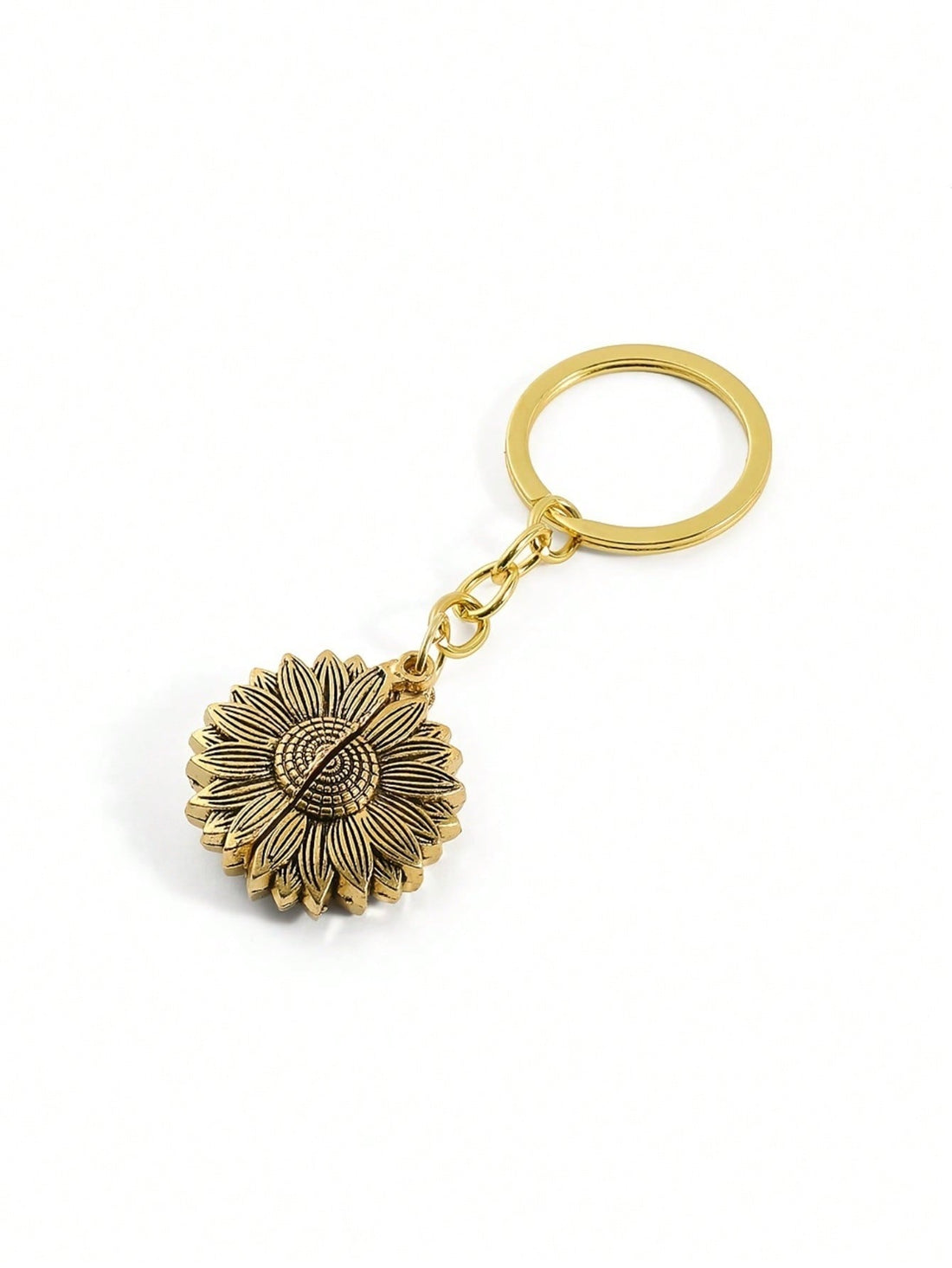 This Sunflower Serenity Keychain features a Bohemian openable design with an inspirational message. Celebrate serenity with a touch of boho style on the go. Crafted with intricate details, this keychain is sure to charm and inspire.