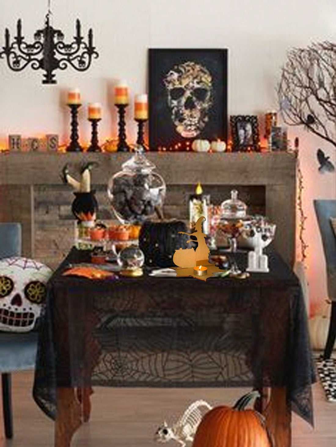 Illuminate your Halloween decor with our Spooky Shadow Ghost Candle Holder. Perfect for both indoor and outdoor use, this horror-inspired piece will add an eerie touch to any space. The detailed design casts chilling shadows, creating a truly haunting ambiance. Make your Halloween festivities unforgettable with this must-have decoration.