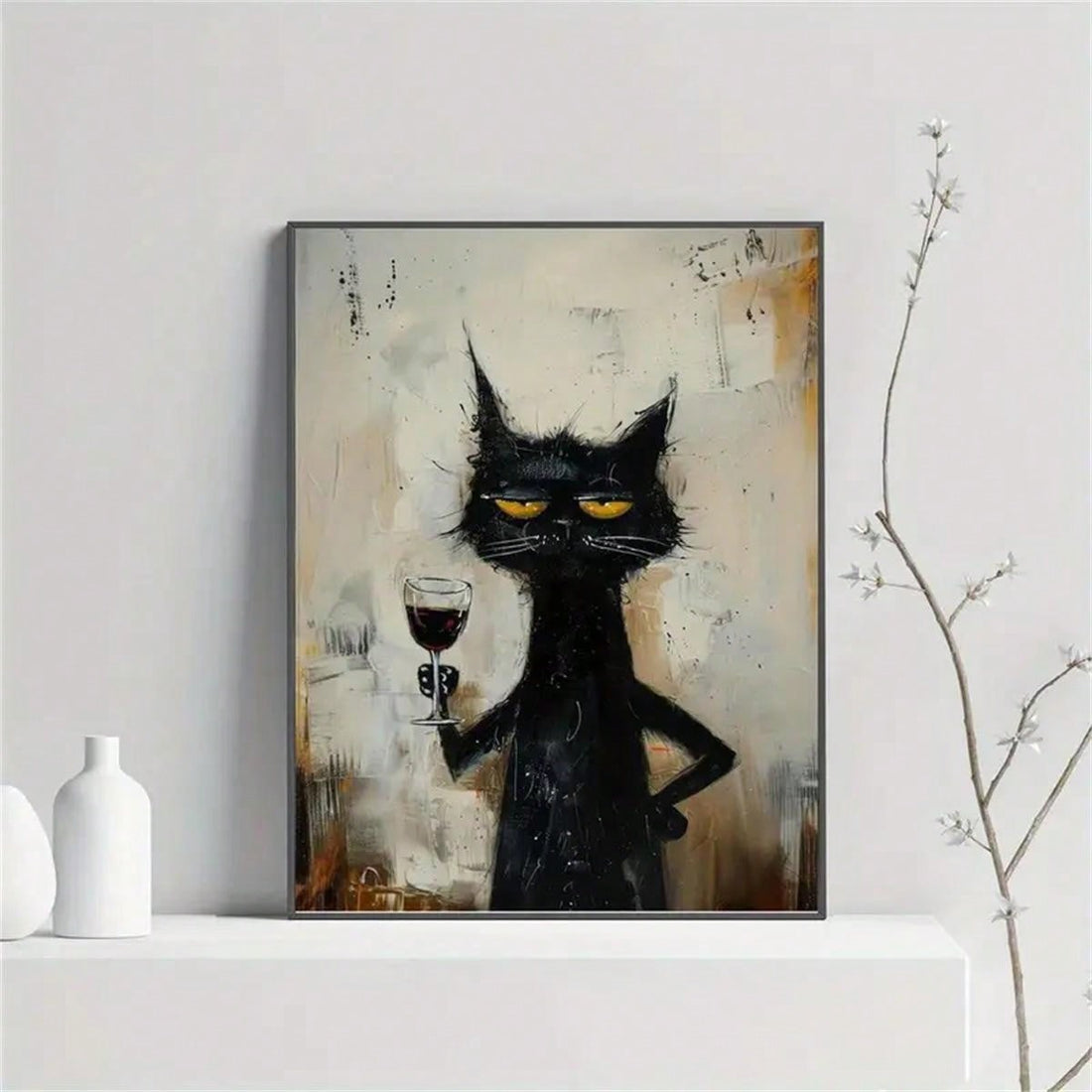 Add a sophisticated touch to your home decor with our Elegant Feline Canvas Art Print! Featuring a unique black cat design, this minimalist wall decor is the perfect addition to any room. Made with high-quality canvas, it will add a charming and modern touch to your space.