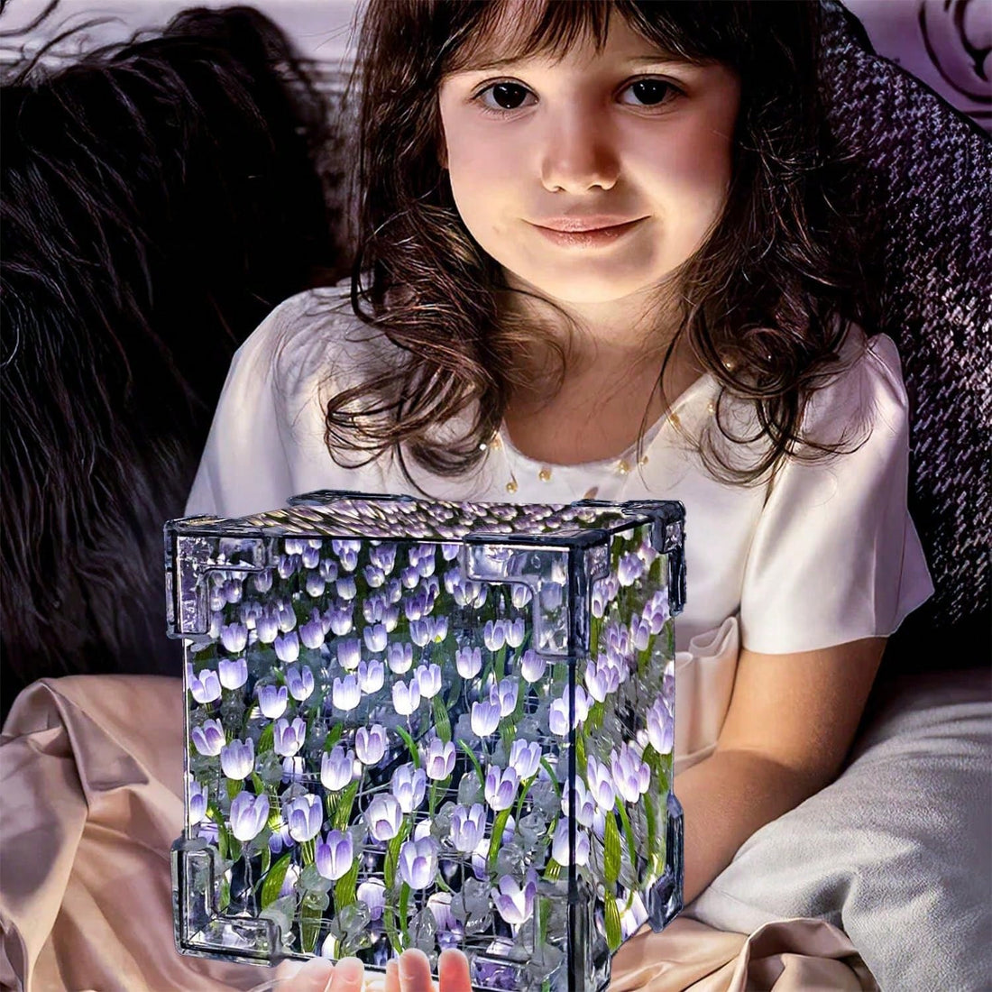 Enchanting 21-Piece Tulip LED Night Light Set - DIY Decorative Lamps & Magic Cube for Bedroom Ambiance