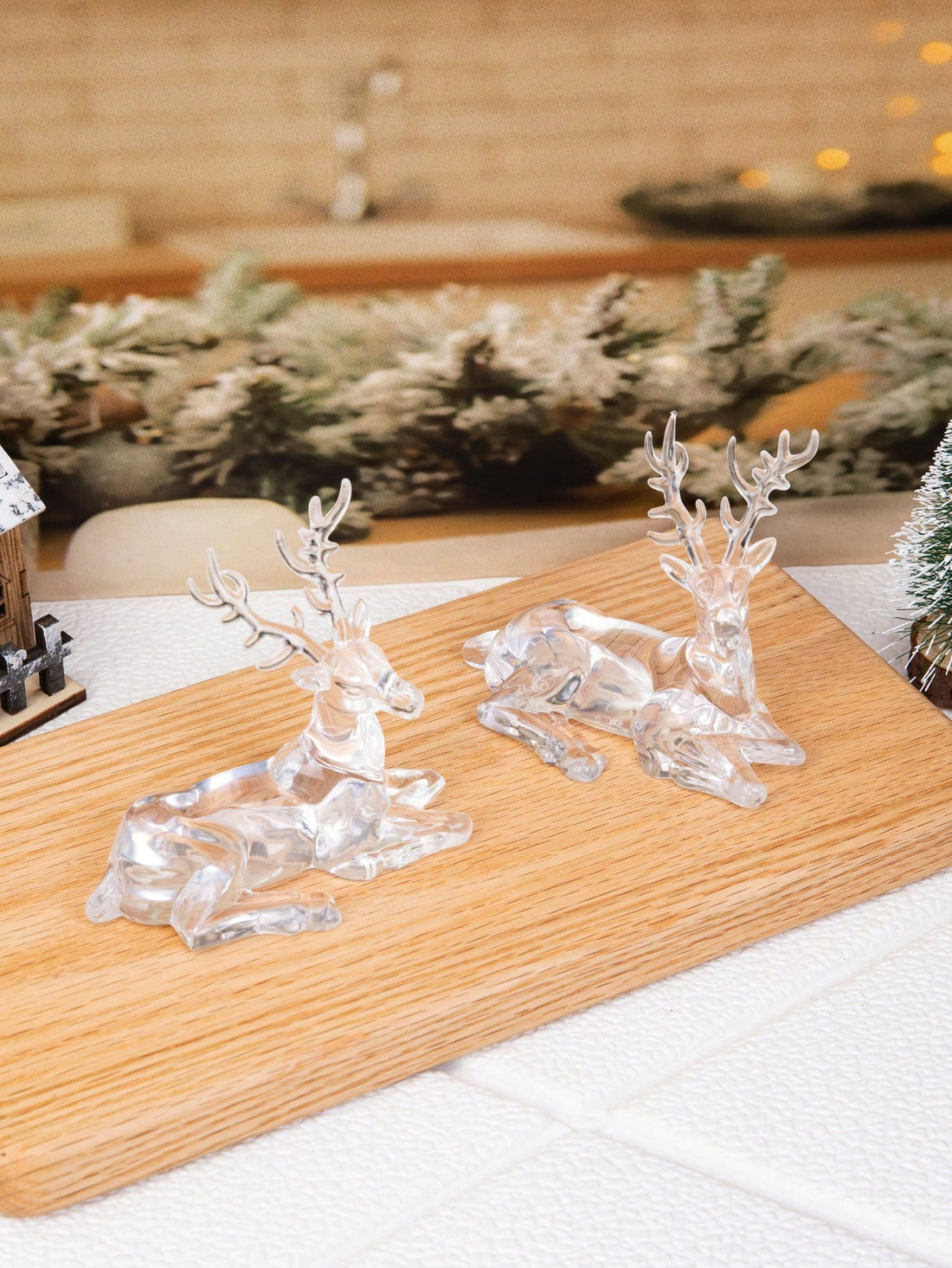 Add a touch of elegance to your holiday and special occasion decorations with our stunning Elegant Acrylic Reindeer Figurine. Its faceted design adds a unique and eye-catching element to any display. Made from high-quality acrylic, this figurine is both durable and beautiful.