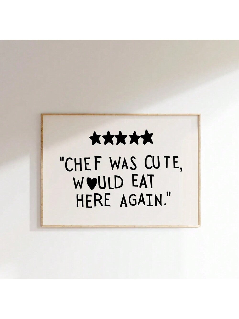 Elevate your kitchen with this charming retro-inspired wall art that celebrates culinary passion. Featuring a whimsical 5-star chef rating design, this canvas print combines vintage aesthetics with modern humor—perfect for food enthusiasts and home cooks alike. The playful composition adds personality to any kitchen space while maintaining a sophisticated, gallery-quality appearance. Ideal for creating a welcoming atmosphere that showcases your love of cooking and entertaining. A thoughtful gift for chefs, 