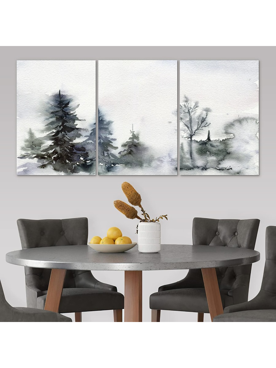 This Chic Christmas Canvas Trio adds a touch of minimalistic elegance to any modern home decor. Featuring a serene forest landscape and snowy accents, these canvases are perfect for spreading holiday cheer throughout your space. Elevate your seasonal decor with this stylish and sophisticated art set.