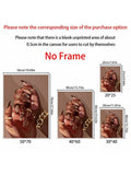 Size chart for unframed canvas print options 20x25 30x40 40x60 and 50x70 cm