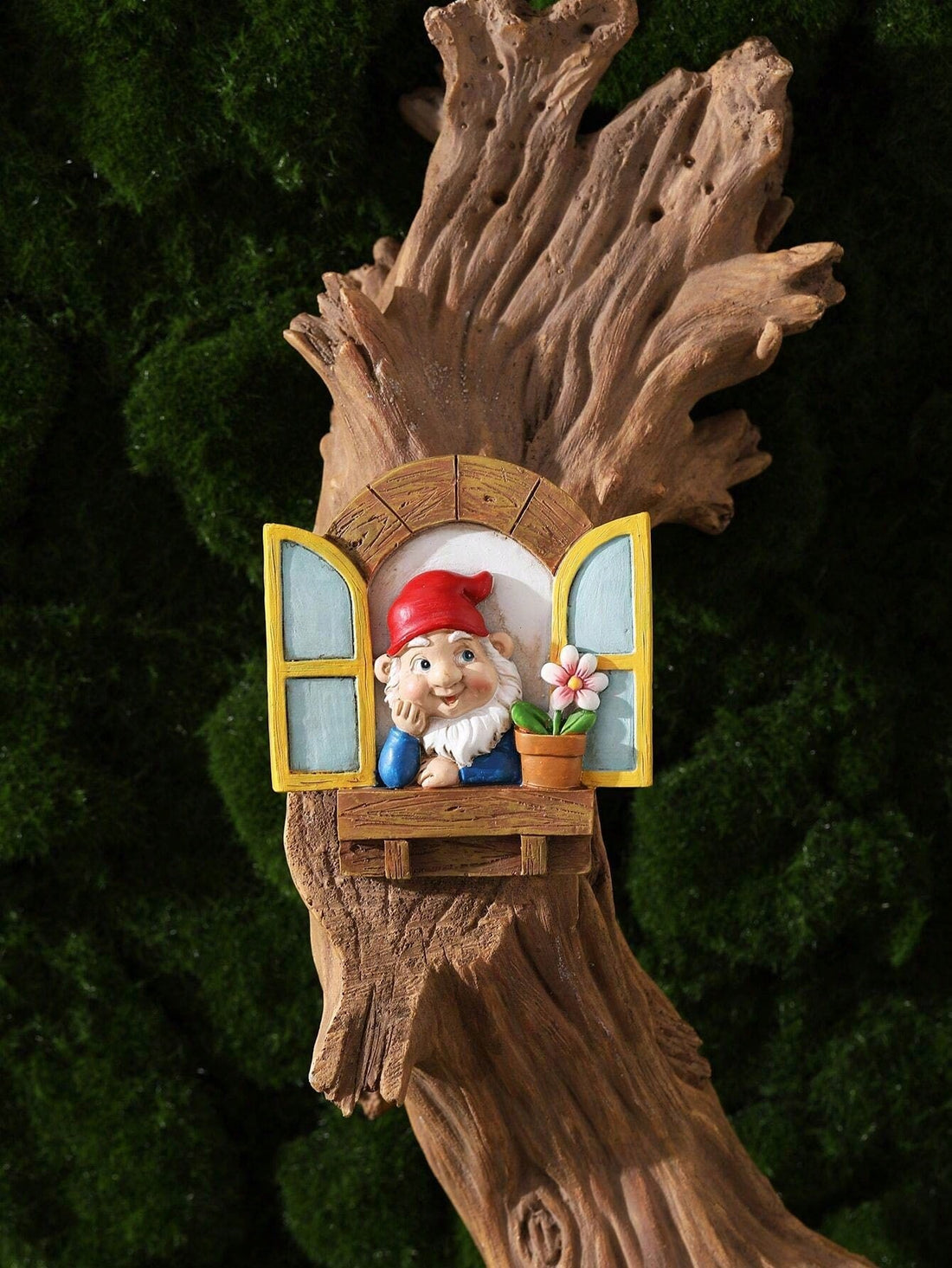 Add a touch of whimsy to your garden with the Whimsical Miniature Fairy Garden Tree Hugger Sculpture. This enchanting outdoor and home décor statue will bring a playful and magical element to any space. Made of durable materials, this charming sculpture is sure to delight and inspire for years to come.