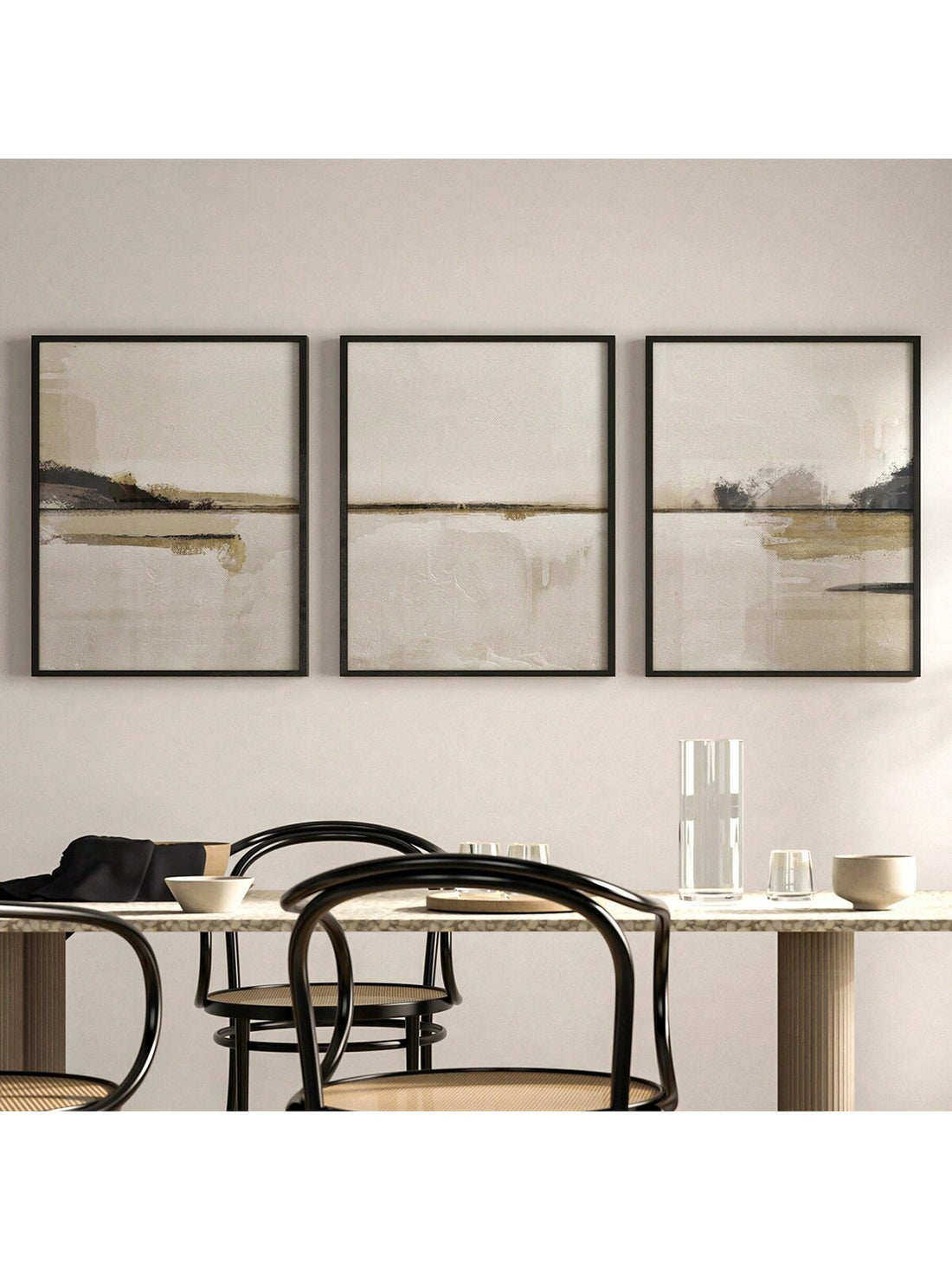 Elevate your living space with this elegant 3-piece set of unframed abstract art prints, designed to complement modern Scandinavian interiors. Each print features minimalist shapes and subtle color palettes that bring a refined, contemporary aesthetic to your home. Perfect for creating a cohesive gallery wall, these artworks add depth and sophistication without overwhelming your décor. Their unframed format allows for versatile display options, making them ideal for personalized styling in any room.