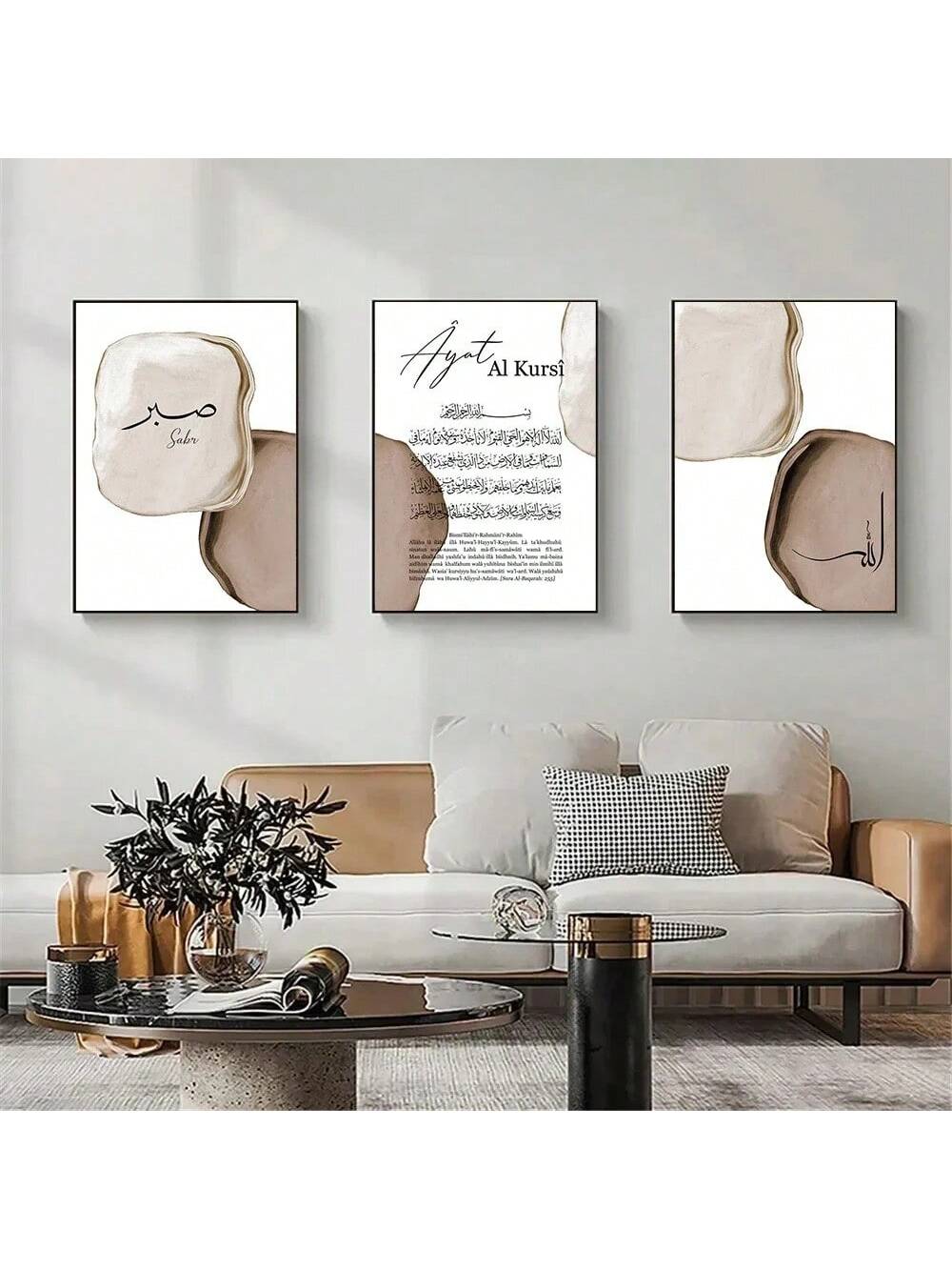 Introducing the Bohemian Abstract Mural Bedroom Decoration Set. This 3-piece set includes calligraphy oil paintings that will add a unique and stylish touch to any bedroom. With high-quality materials and intricate designs, this set is perfect for those looking to add a pop of art to their space.