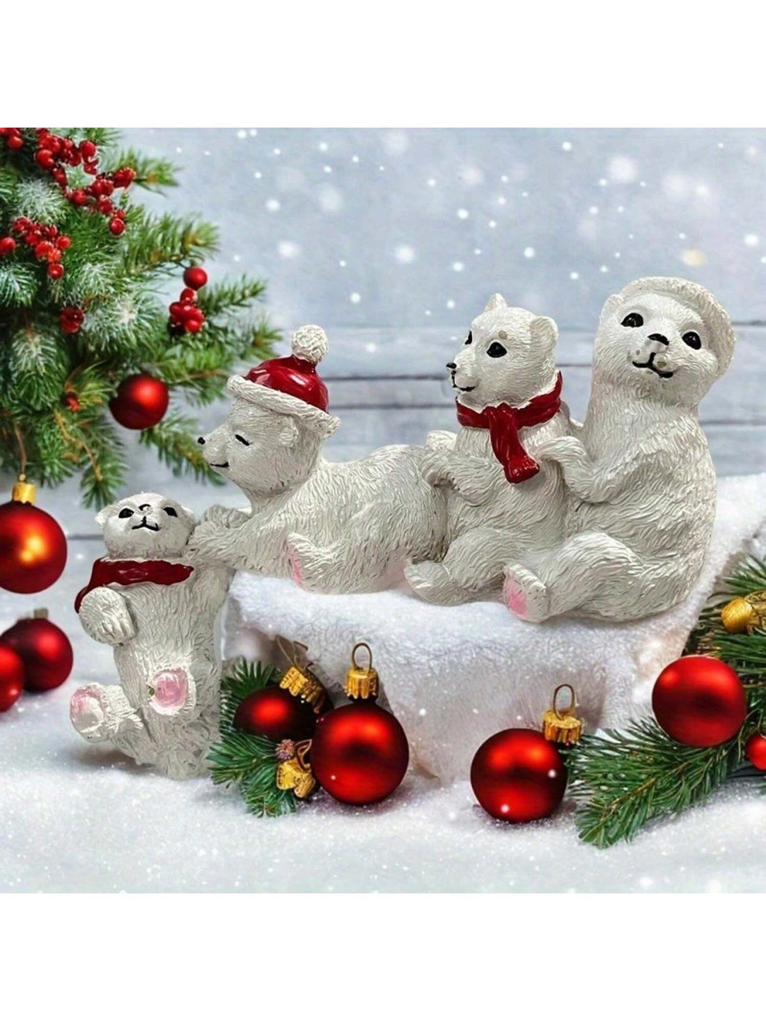 White Christmas Polar Bear Resin Tabletop Ornament: The Perfect Party Decoration