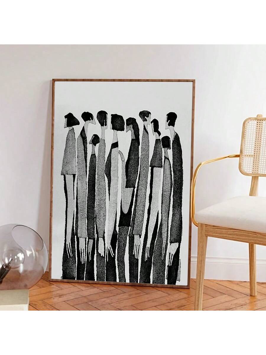 This abstract canvas print features a black and white human body silhouette, adding a modern and creative touch to any bedroom or living room. Its unique design is sure to elevate the aesthetic of any space. Made with high-quality materials, this canvas print is both durable and visually captivating.