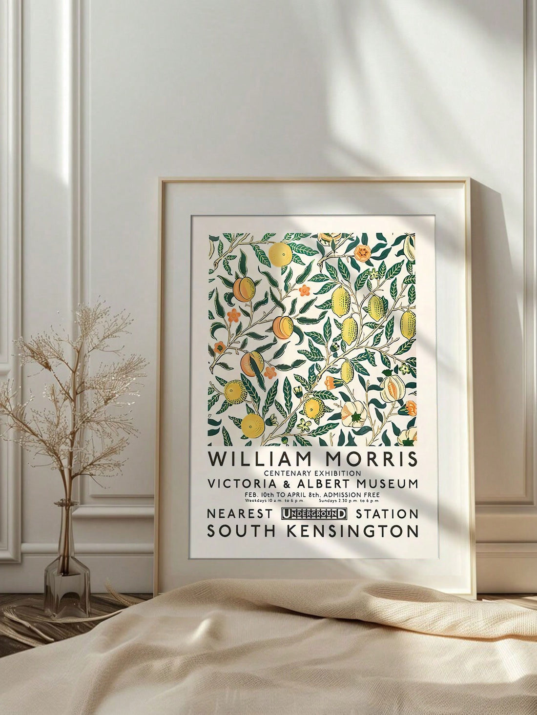 Elevate your home decor with this elegant botanical poster, inspired by the legendary William Morris. Featuring vintage floral patterns, this poster adds a touch of sophistication and unique charm to any room. Perfect for those with a love for classic design and a passion for botanical beauty.