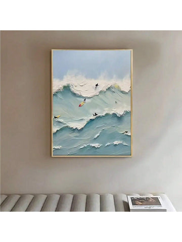 Ocean Waves Abstract Canvas Art - Refreshing Seaside Wall Decor for Living Rooms and Bedrooms