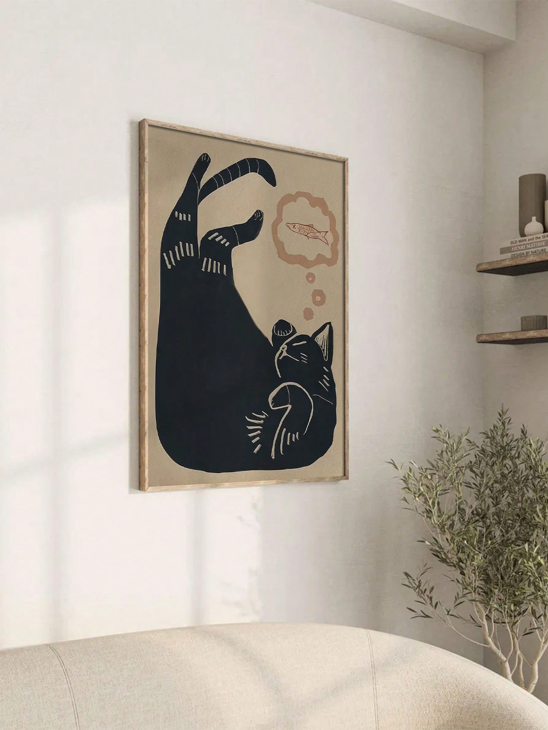 Transform your home decor with the Modern Whimsy: Cat Nap Canvas Art. This charming piece adds a touch of vintage charm to any room. Displaying a cozy cat napping peacefully, it's the perfect addition to any cat-lover's home. Elevate your space with this timeless canvas art.