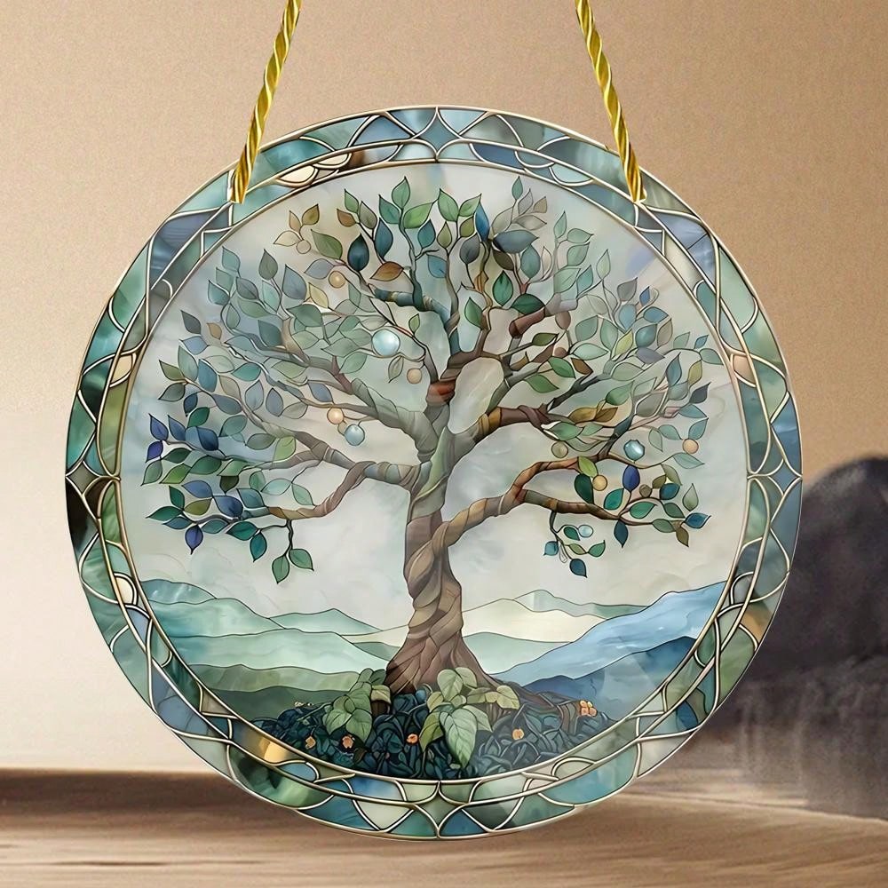 Add a touch of elegance to your home or office with our Radiant Tree of Life Suncatcher. Crafted with a 2D round acrylic stained glass pendant, it creates a beautiful display of light and color. Perfect for both decoration and relaxation, this suncatcher is a must-have for any space.