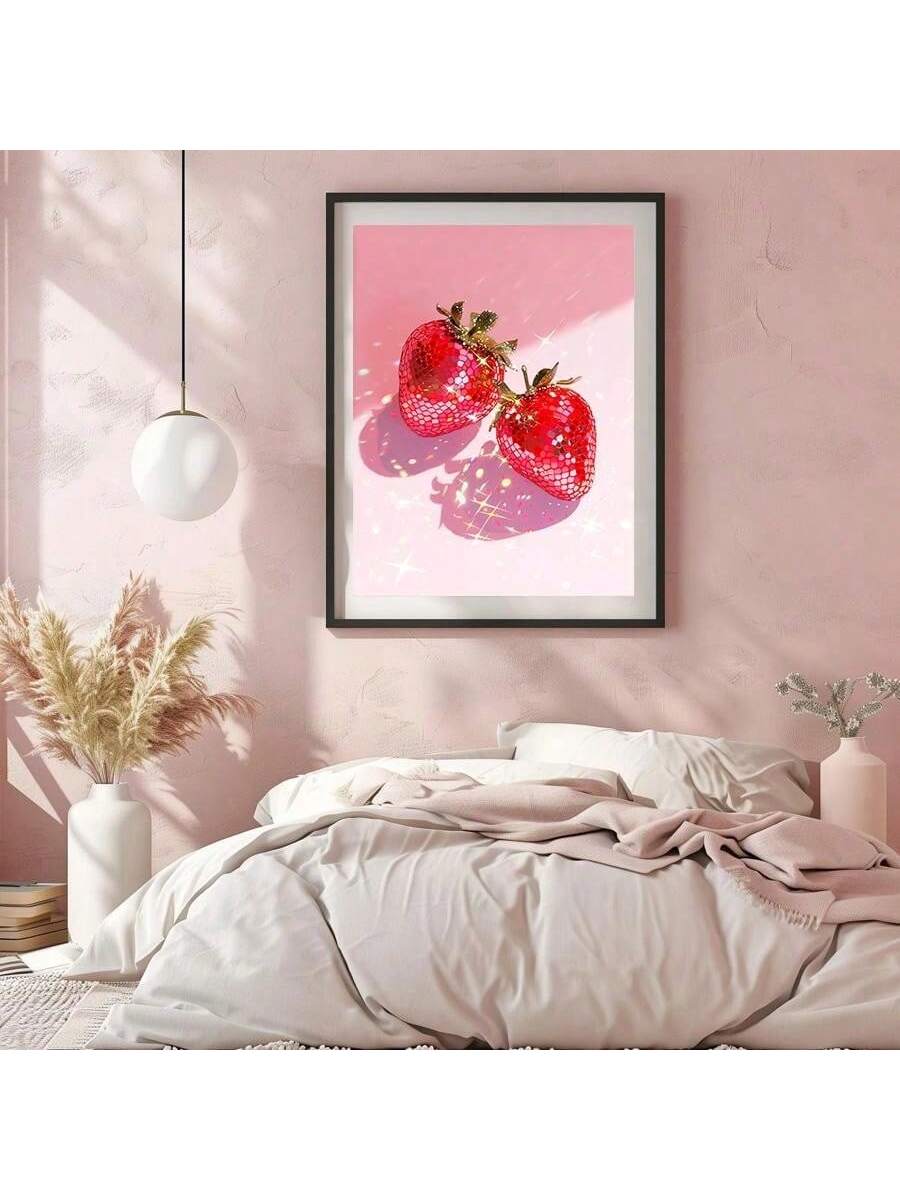 This disco-inspired canvas print features a vibrant strawberry light ball, perfect for adding a touch of fashionable flair to any wall. Made with high-quality materials, this trendy poster is sure to elevate your home décor with its unique and eye-catching design. Add a pop of color and style to your space with this must-have fashion fruit print.