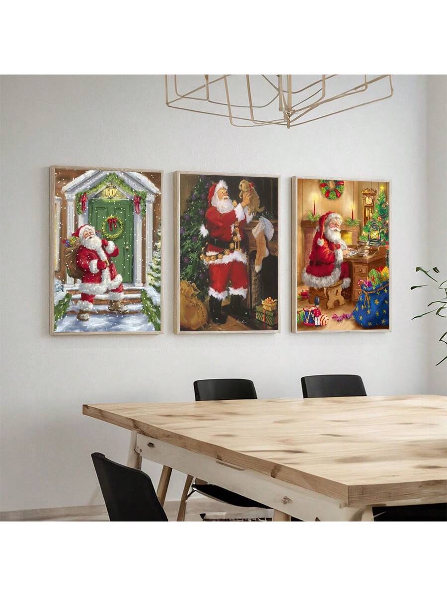 This Vintage Santa Claus Christmas Decor Trio includes canvas posters, prints, and socks for a vintage and festive holiday display. The high-quality materials and classic design offer a touch of nostalgia and warmth to any room. Bring the spirit of Christmas into your home with this charming and versatile trio.