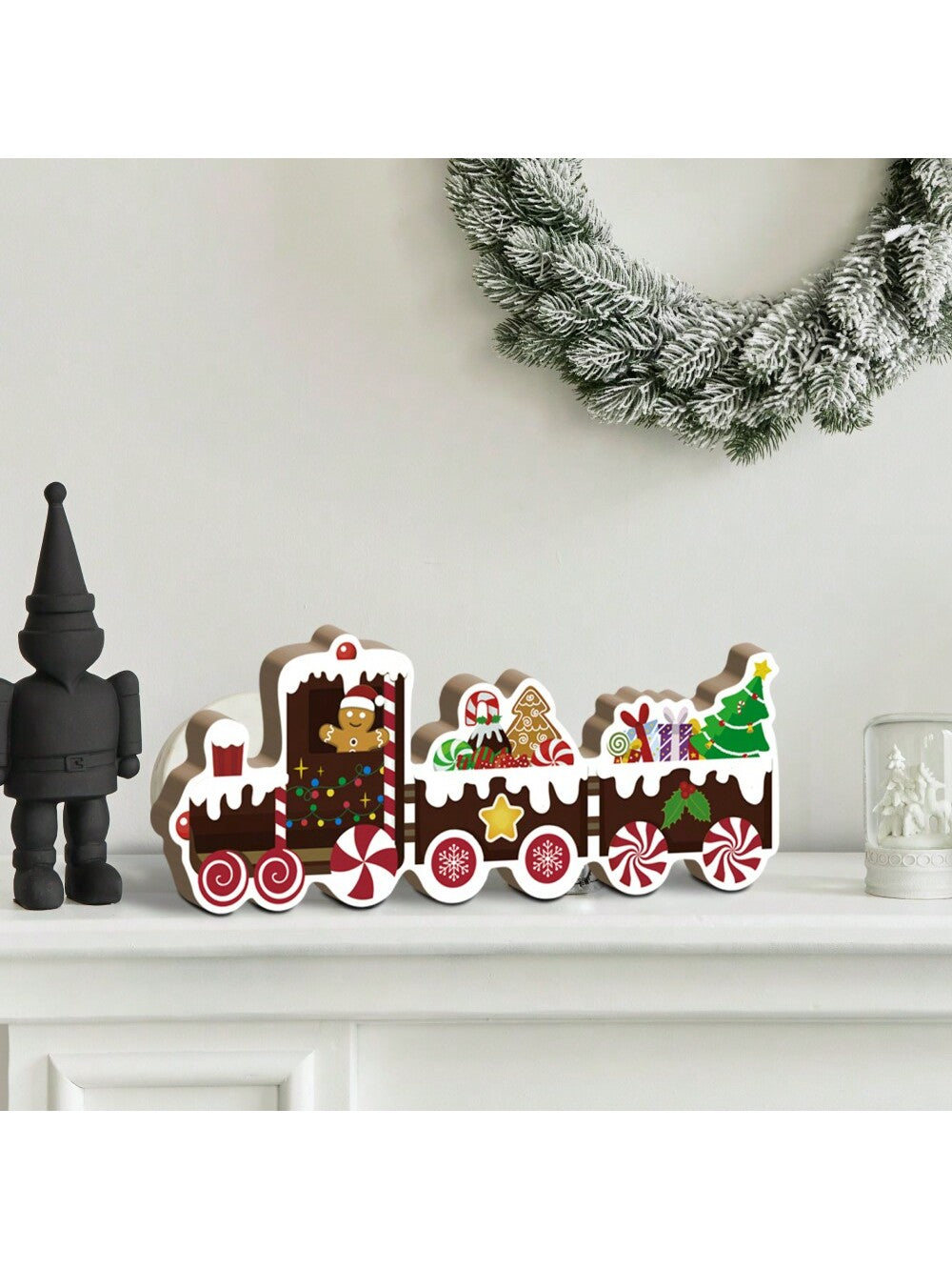 Add a festive touch to your holiday decor with our Charming Gingerbread Man Candy Truck. This wooden table decor features a cute gingerbread man and is perfect for creating a cozy atmosphere. Made with high-quality materials, this truck will add a touch of charm to your home.