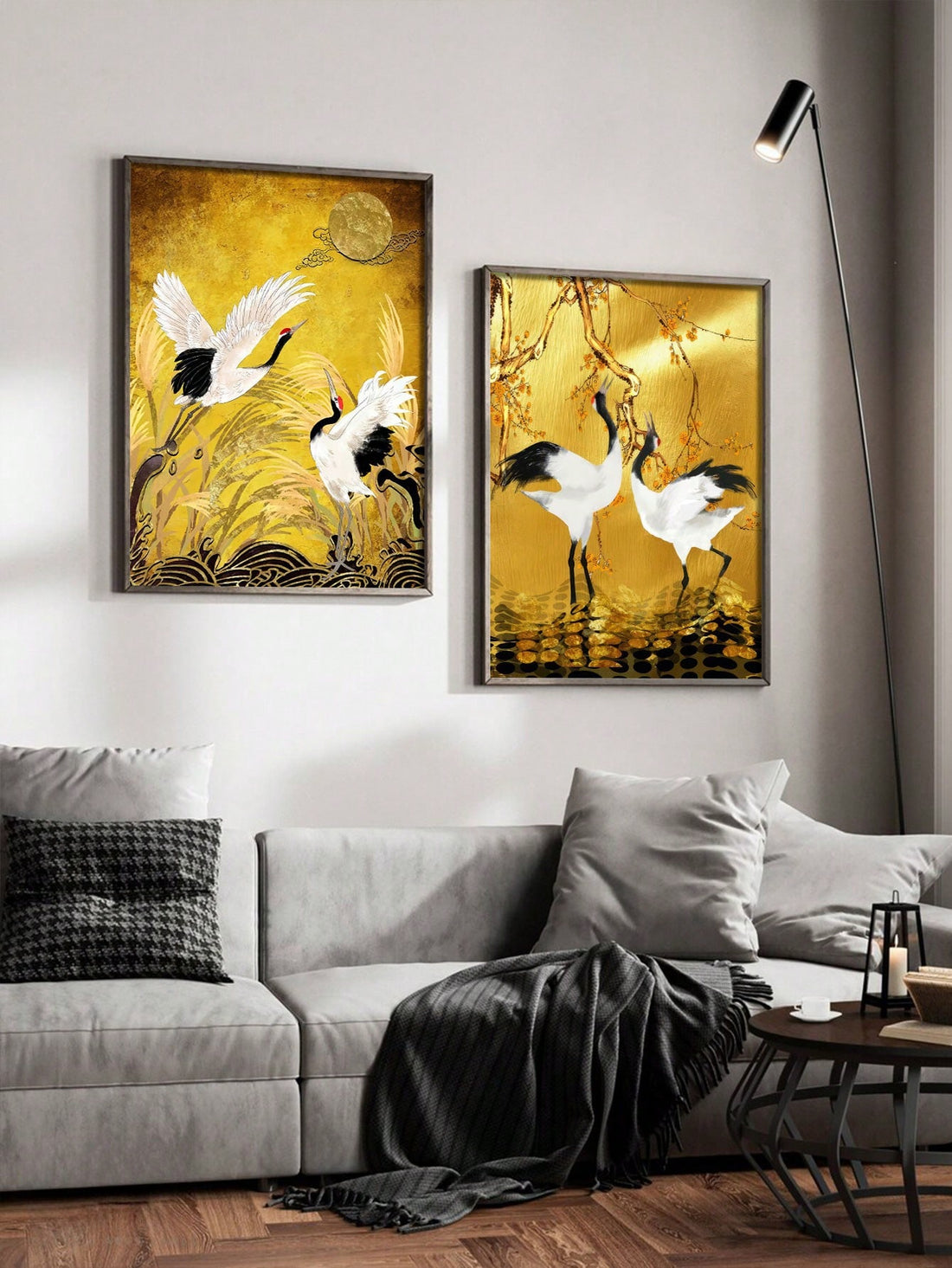 Enhance the elegance of any home or office with this Japanese Golden Cranes canvas poster set. Featuring stunning depictions of these majestic birds, this wall art brings a touch of sophistication to any space. Made with high-quality materials, it is a durable and stylish addition to any decor.