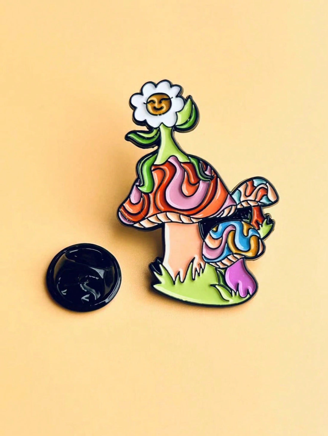 Our Whimsical Mushroom Enamel Brooch is a colorful and playful accessory perfect for kids and friends alike. Made with high-quality enamel, this brooch is a unique addition to any outfit. Add a touch of whimsy to your style with this delightful accessory.