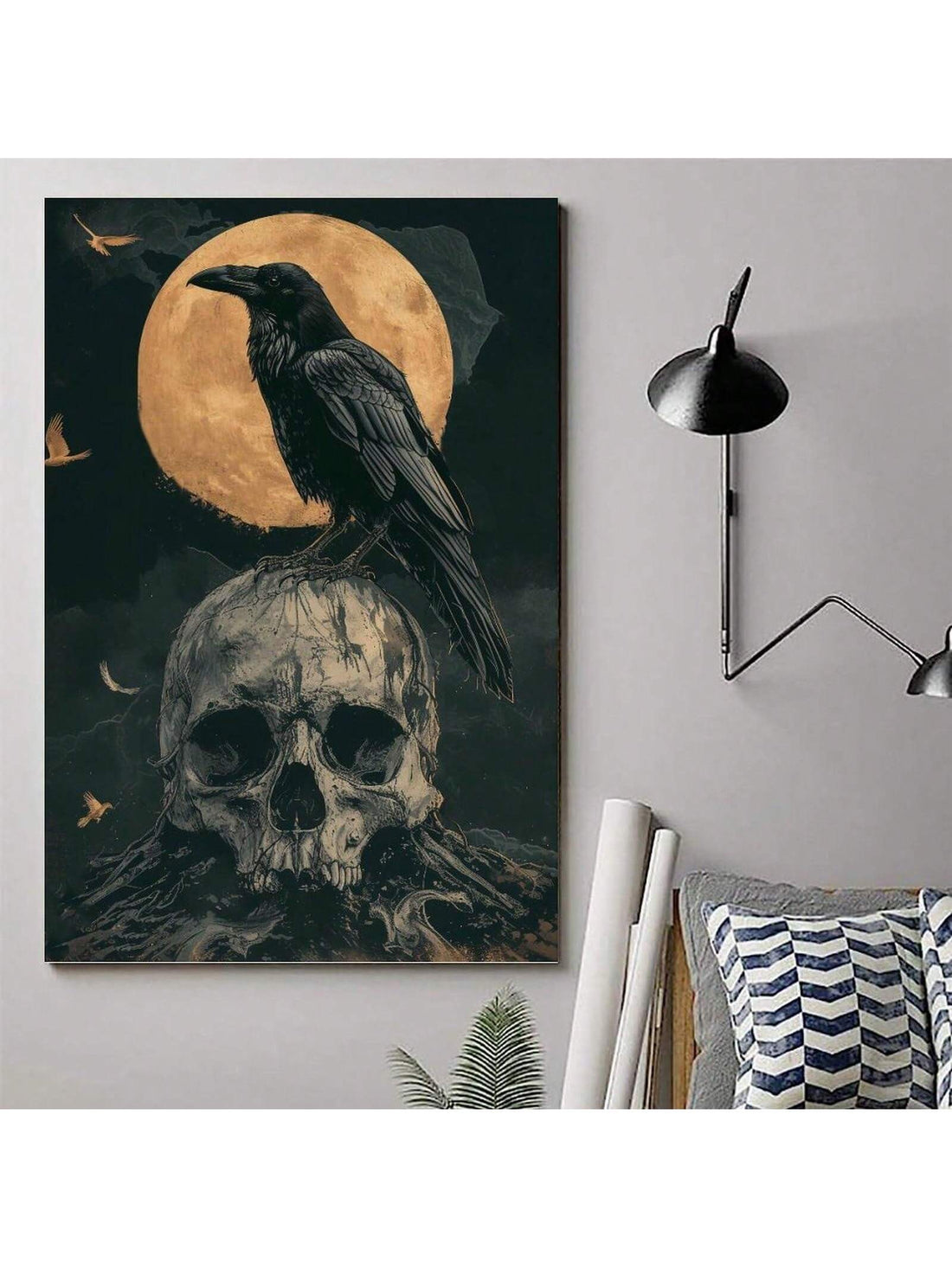 Elevate your Halloween decor with our Gothic Raven and Skull Poster. This Dark Academia wall art adds a spooky touch to any room. Made with high-quality materials, this poster features a detailed raven and skull design, perfect for fans of Gothic and Halloween aesthetics.