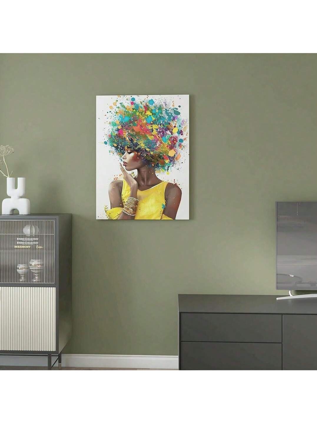 This stunning canvas wall art features a vibrant African American woman, adding a touch of culture and diversity to your home decor. Expertly crafted, this piece is perfect for any room and offers a unique, artistic design. A must-have for any art lover or interior design enthusiast.