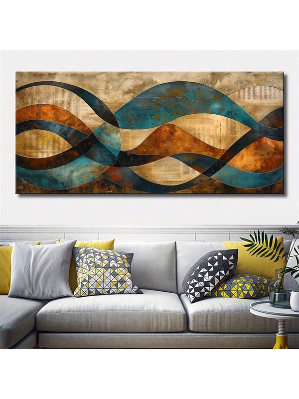 Geometric abstract landscape canvas wall art for modern home and office
