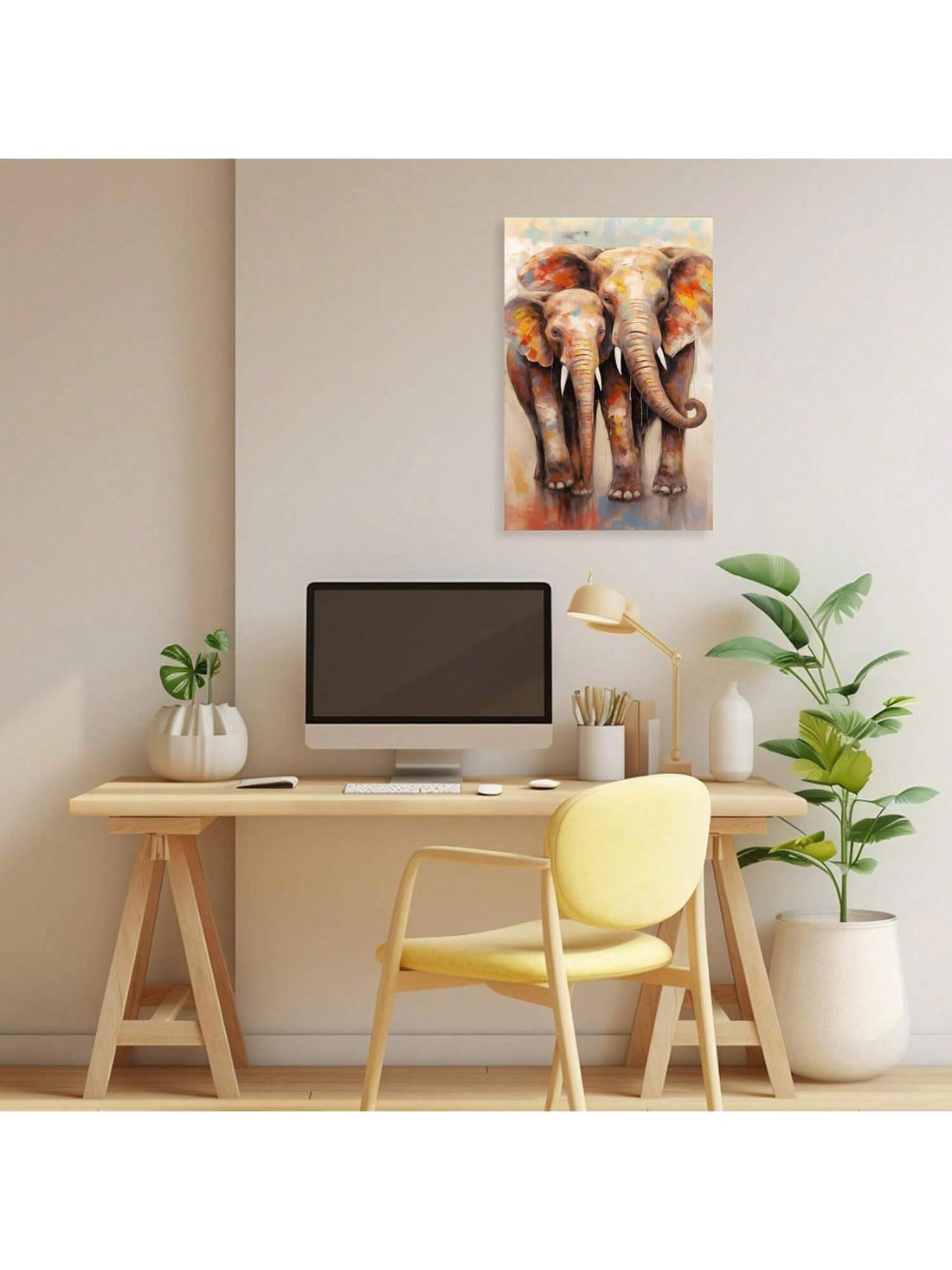 Transform your home or office decor with our stunning Sunset Safari canvas wall art. Featuring a majestic elephant set against a breathtaking sunset, this hand-crafted piece adds a touch of nature and serenity to any room. Elevate your space with this beautiful and unique addition.