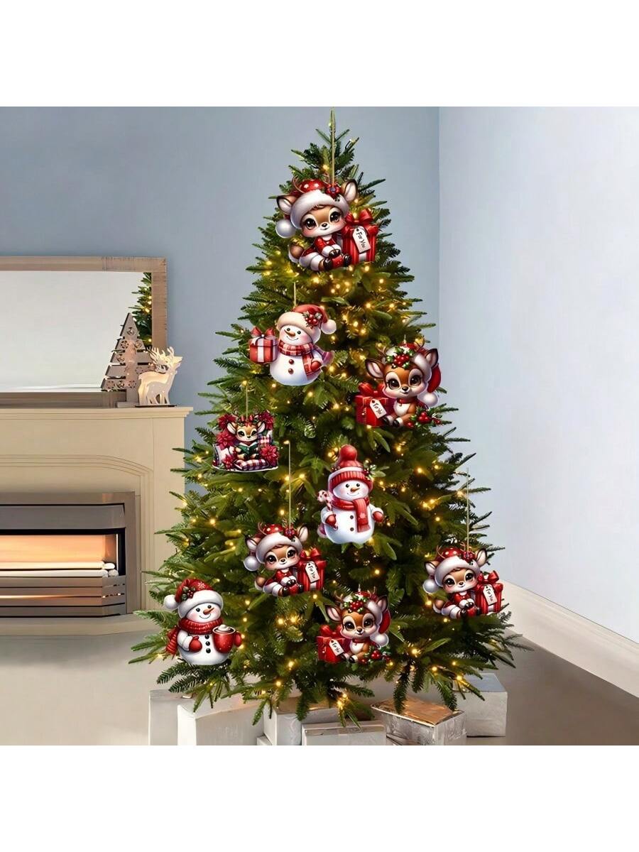 Add festive charm to your holiday decor with this 7-piece 2D acrylic ornament set. Perfect for hanging on Christmas trees, using as party decorations, or adding to your home decor. Made with high-quality materials and intricate designs, these ornaments are sure to impress.