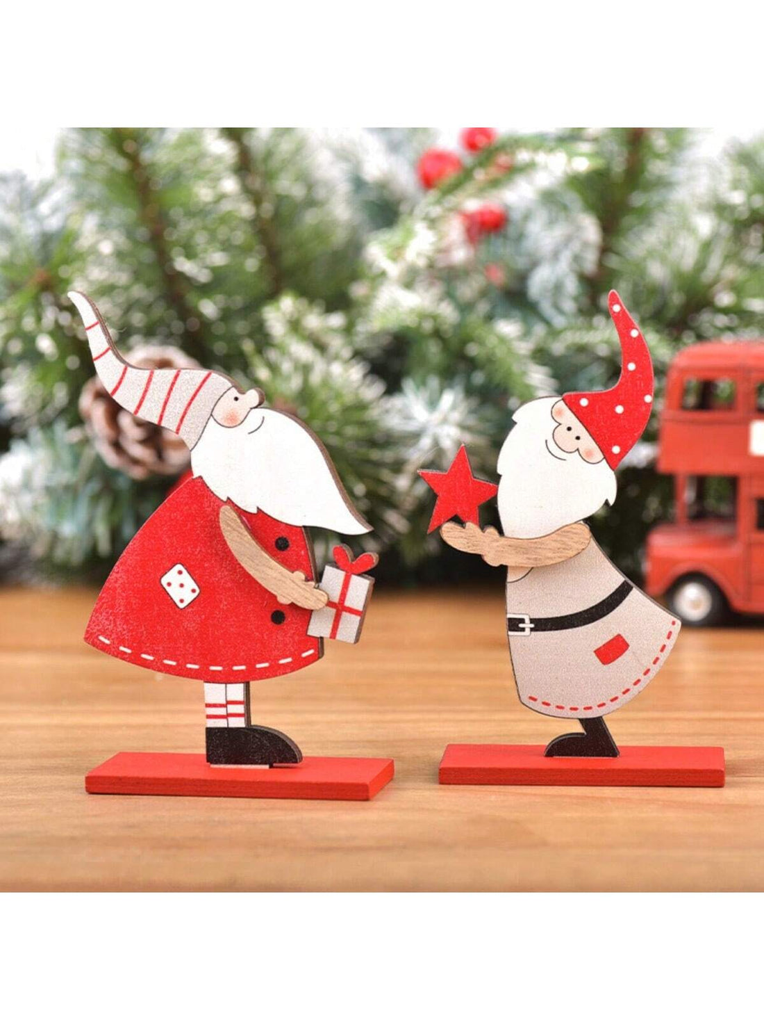 Enhance your holiday decor with our Whimsical Wooden Santa Claus Figurine. Crafted from high-quality wood, each figurine features a unique and charming random design that adds a touch of whimsy to your home. Perfect for Christmas enthusiasts looking for a fun and playful decoration.