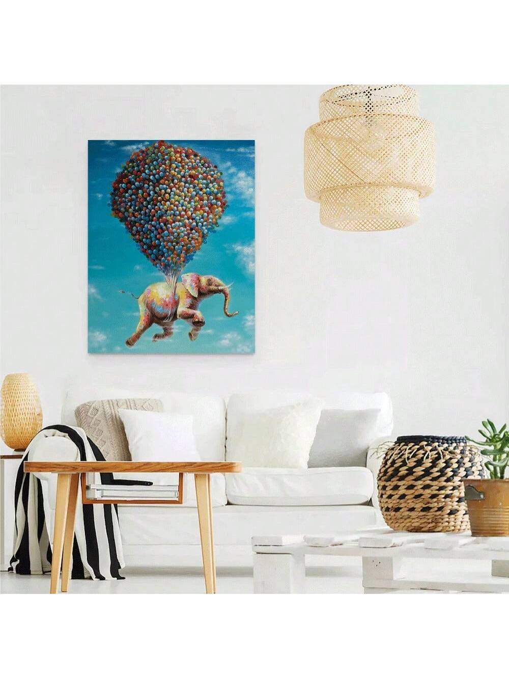 Inspire a sense of wonder and adventure with our Colorful Balloon Adventure art print. Featuring a playful flying elephant, this professionally framed print is sure to brighten up any space. Infuse some creativity and charm into your home or office with this unique and imaginative piece.