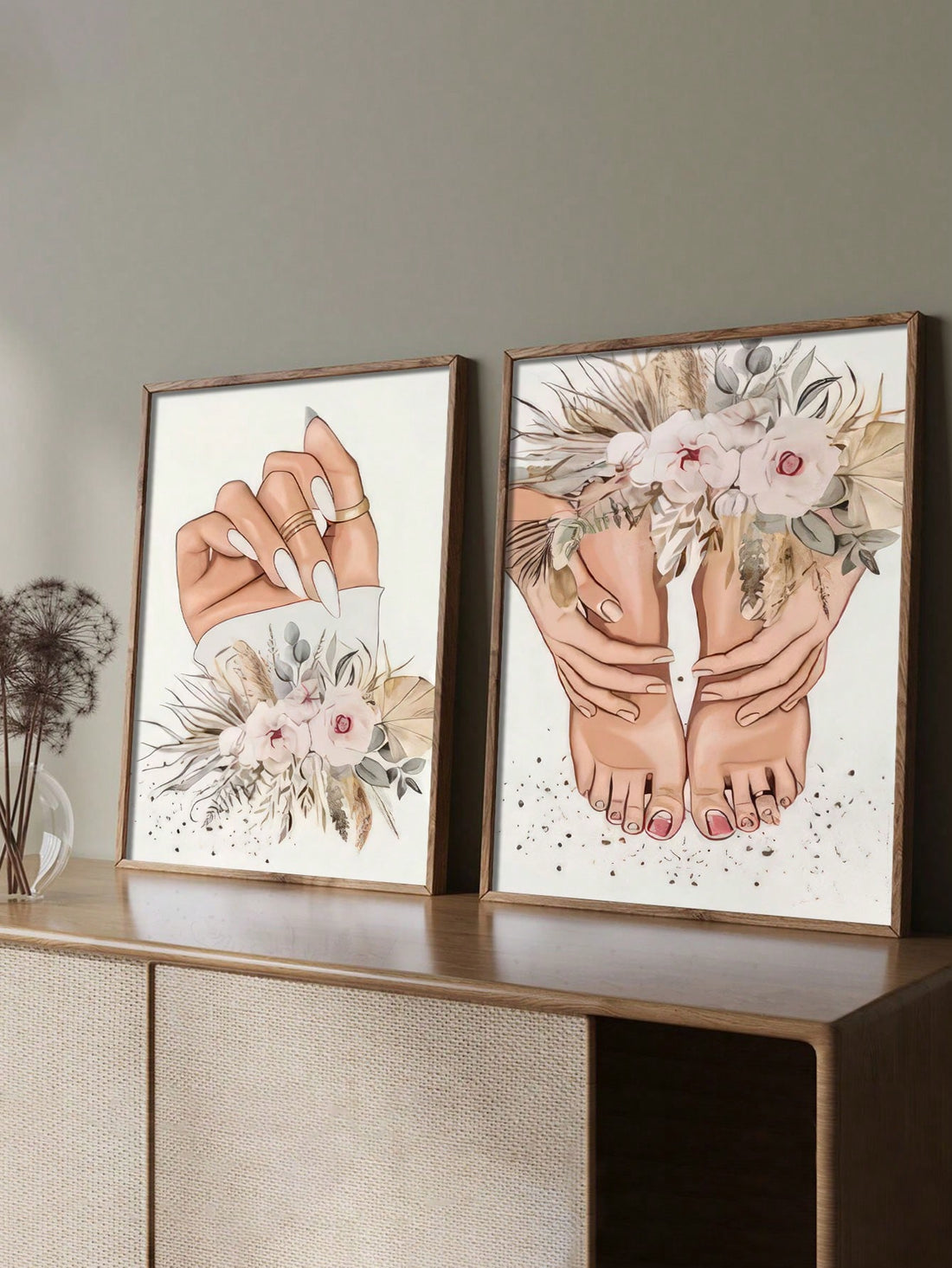 Elevate your space with this sophisticated 2-piece canvas wall art set, perfectly suited for nail salons or home interiors. The unframed design offers versatile mounting options while the winter-themed aesthetic adds a touch of seasonal elegance. Professional-grade printing ensures lasting color vibrancy, making this set an investment in your environment's visual appeal.