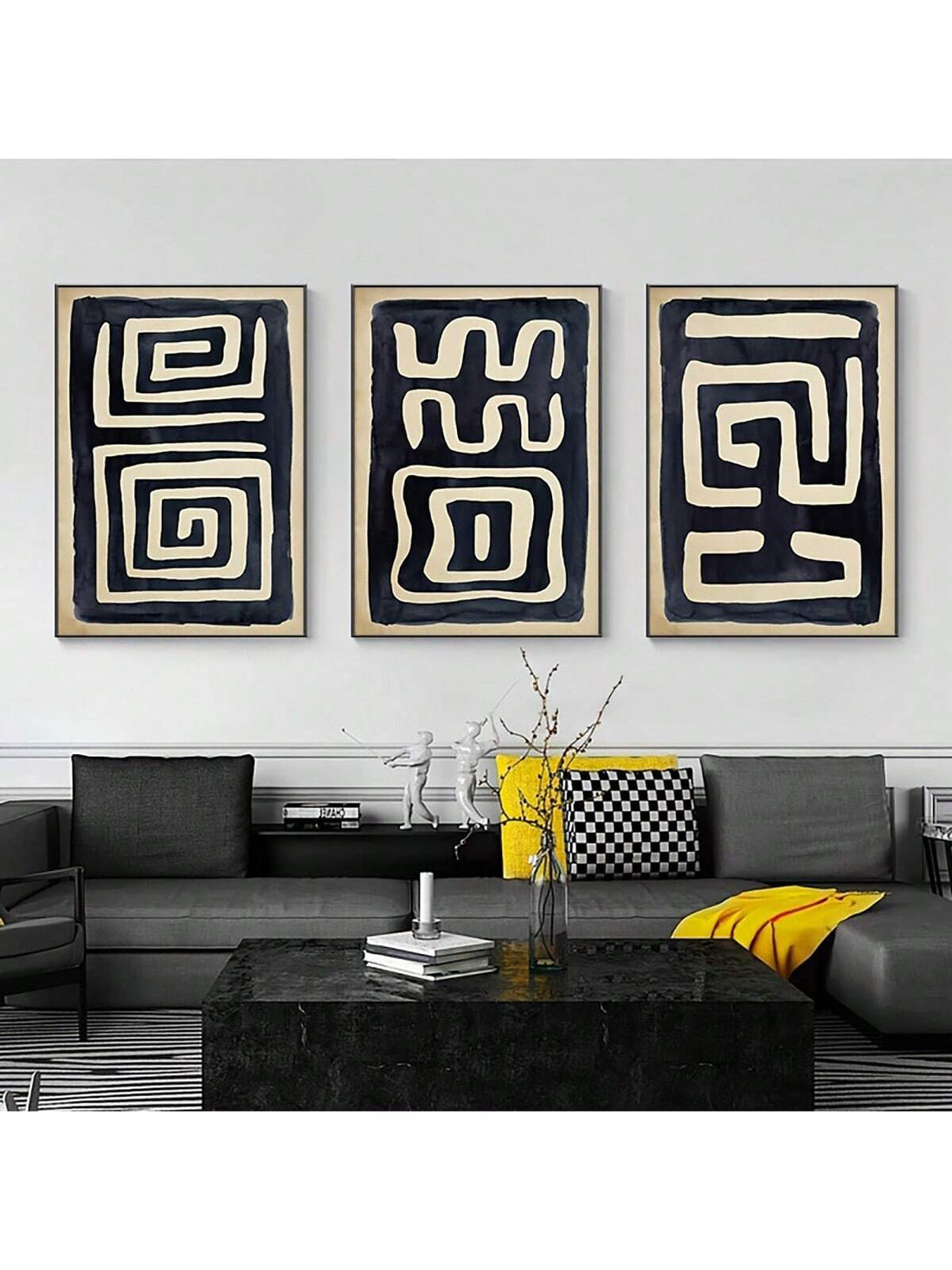 Enhance any space with this chic Black &amp; Beige Calligraphy Canvas Art Set. The modern abstract design adds a touch of sophistication to any room. Leave it unframed for a clean, minimalist look. Made with high-quality canvas, this set is the perfect addition to your wall decor.