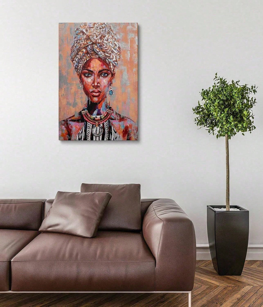 Introduce an elegant touch to any space with our Queen of Art framed wall decor. Featuring a stunning African American woman, this canvas is perfect for adding a touch of cultural and artistic flair to your home. Made with quality materials, it's a timeless and elegant addition to any room.