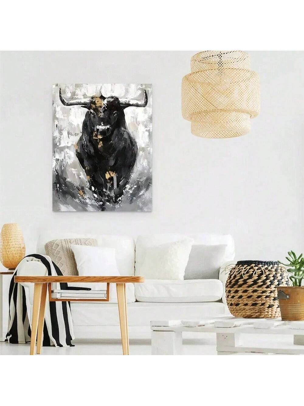 Experience the sleek and sophisticated charm of our Modern Abstract Black Bull Canvas Art. Perfect for any room, this stylish wall decor features a striking black bull that adds a touch of elegance to any space. Elevate your home decor with this timeless piece and impress your guests with your impeccable taste.