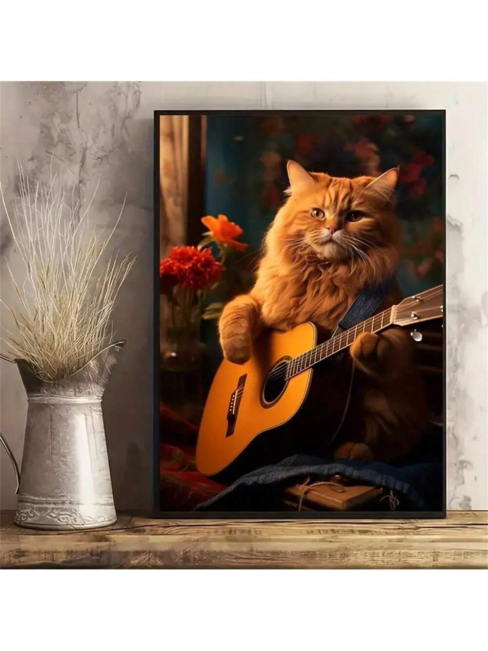 This vintage rock cat musician canvas art is a unique addition to any home or office. With its mesmerizing design, it offers a touch of creativity and personality to your space. Made with high-quality materials, it is a great value for any art lover.