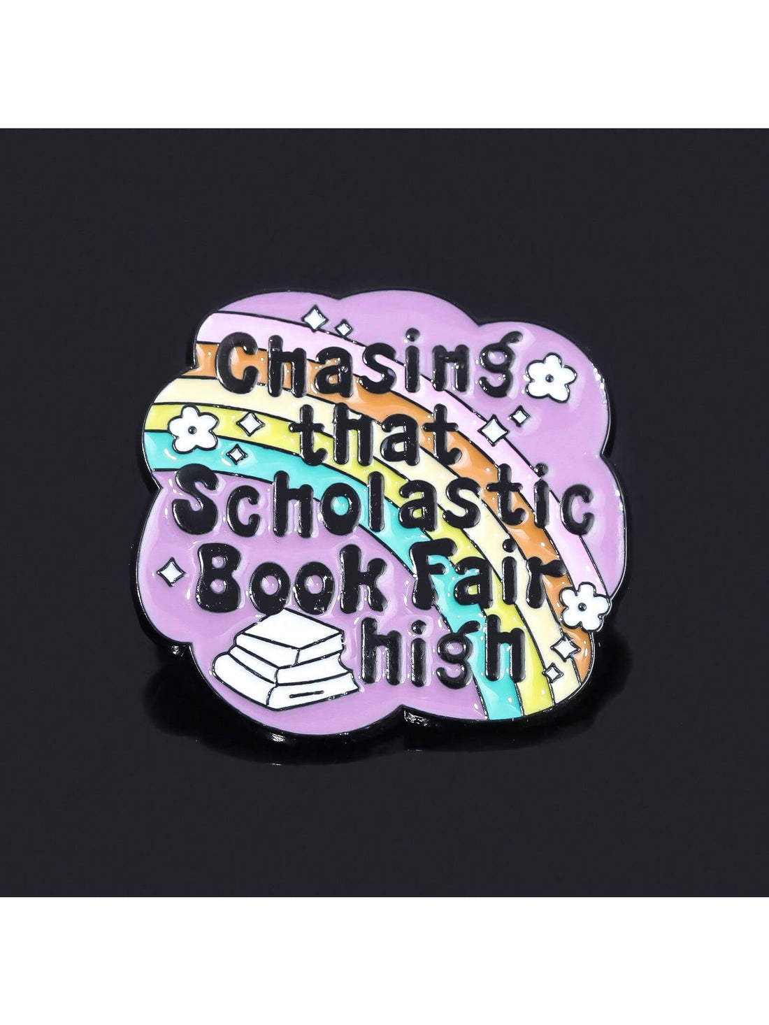 Upgrade your style with our Chasing Scholastic Dreams book fair brooch pins. Made with vibrant enamel, these pins are perfect for showcasing your love for literature. Add a touch of fashion to your outfit while inspiring others to chase their dreams.