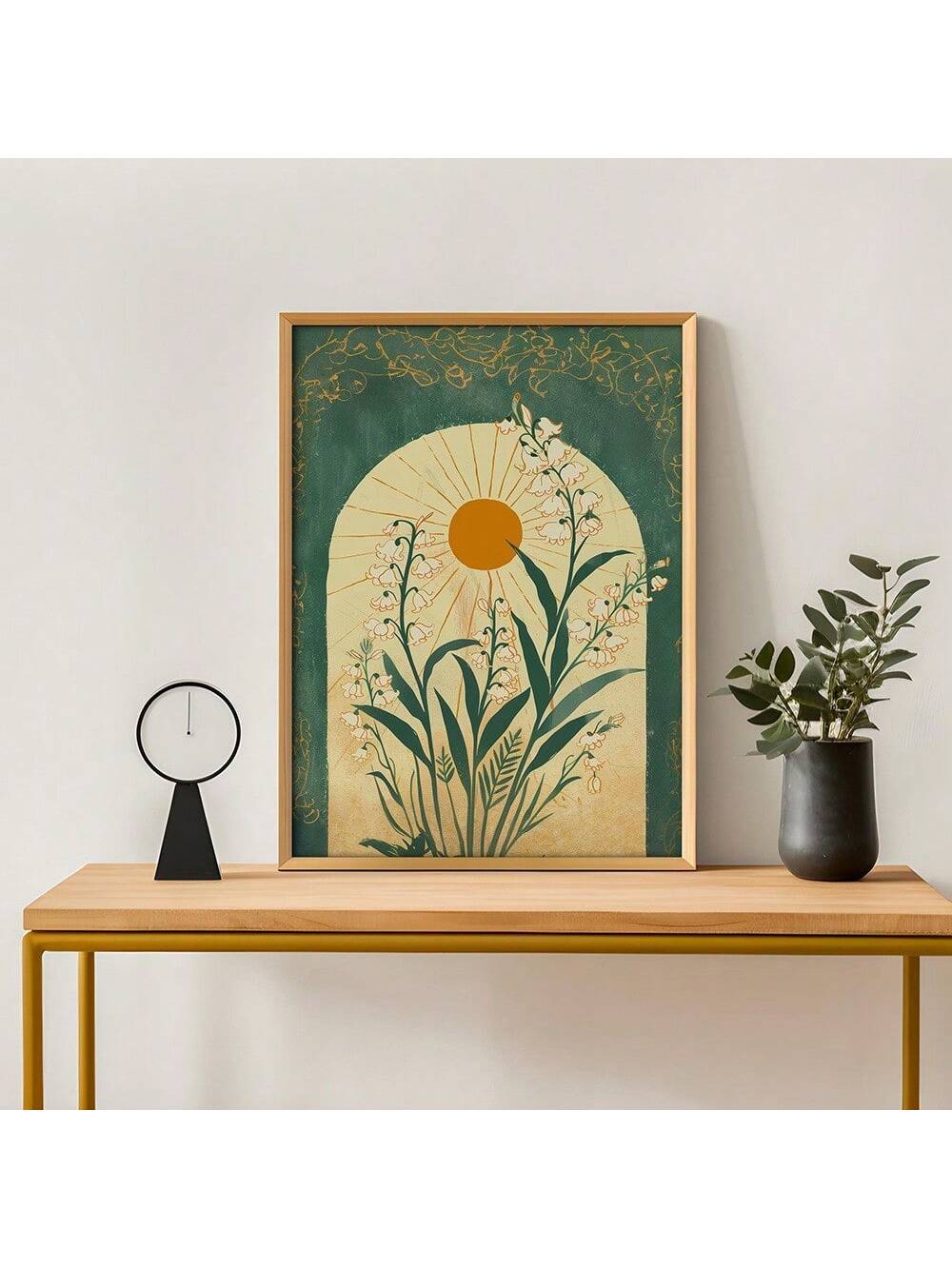 Transform your home into a spiritual oasis with this vintage boho floral canvas art. The stunning poster features a mystic valley lily and emerald sun, bringing a sense of tranquility and beauty to any room. Elevate your home decor and embrace the serene vibes with this unframed canvas poster.