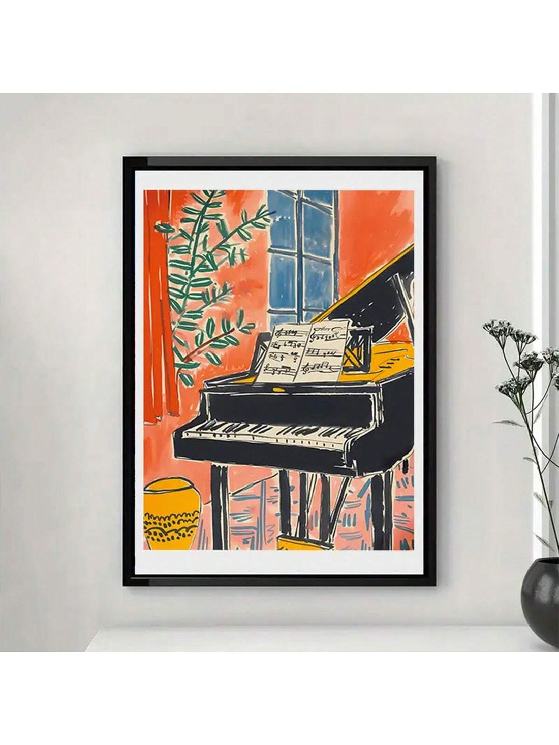 This modern canvas art print featuring a colorful abstract design is a beautiful addition to any home or restaurant decor. The vibrant colors and dynamic composition will add a touch of energy and vitality to your space. Hang it unframed for a sleek and contemporary look.