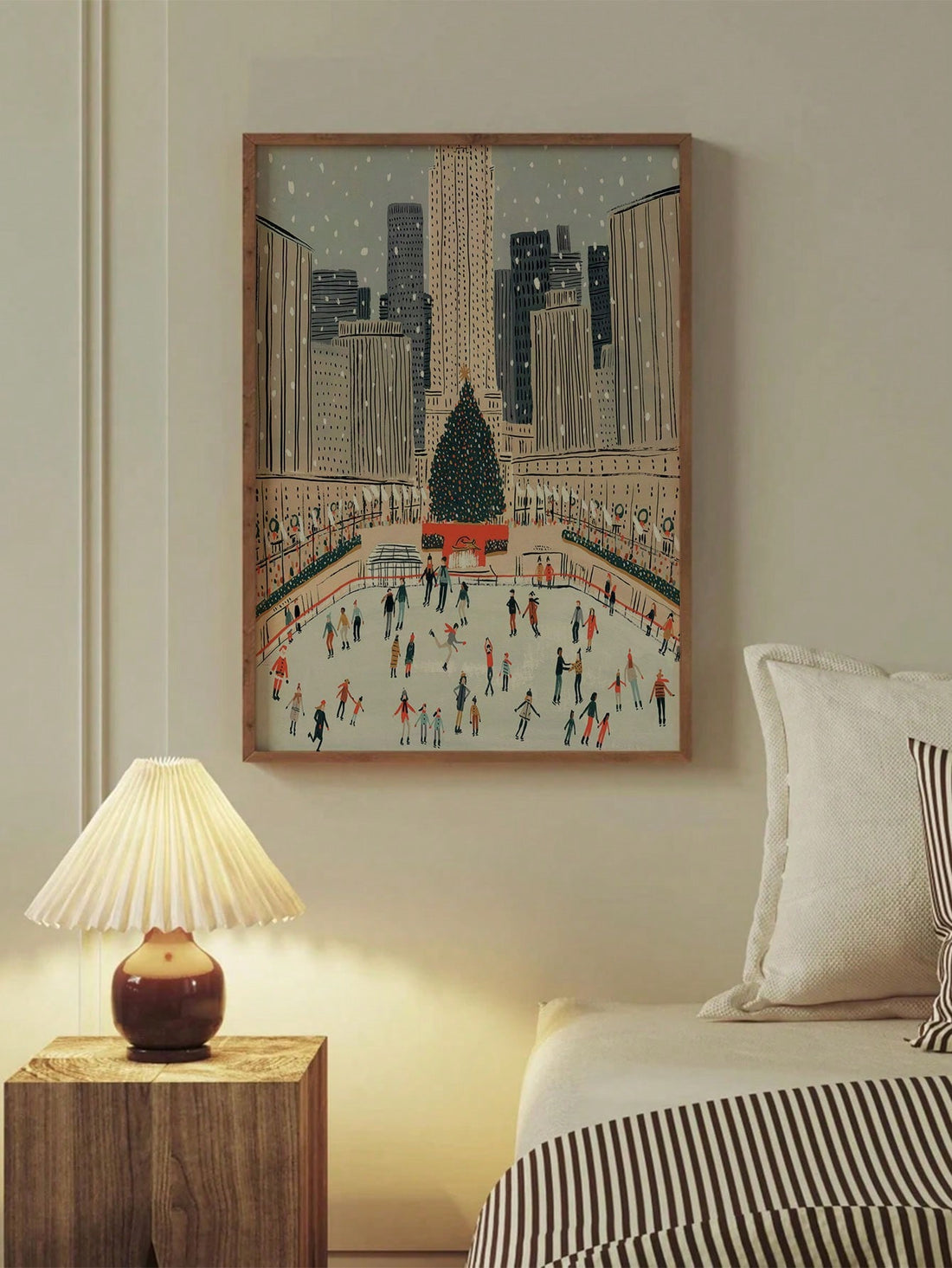 Explore the magic of New York City in the winter with our Winter Wonderland: Frameless Canvas Art of Snowy Rockefeller Center. Featuring a stunning depiction of a snow-covered Rockefeller Center, this frameless canvas is the perfect addition to your holiday decor. Made with high-quality materials, it will bring the beauty of the winter season into your home with ease.