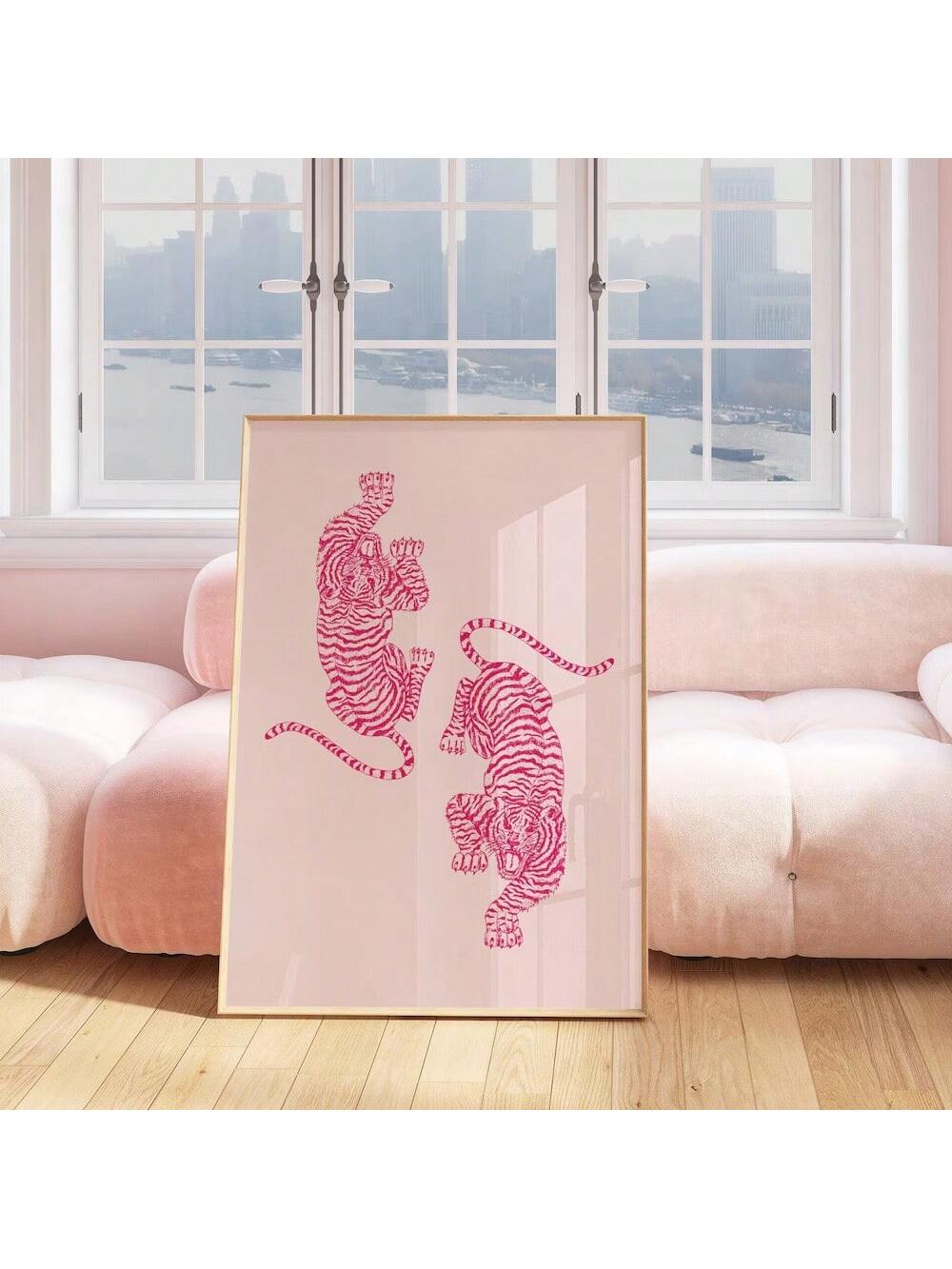 Embrace maximalism and elevate your home décor with our Trendy Pink Tiger Dopamine Art Poster. This Aesthetic Y2K Canvas Print features a bold tiger design, representing strength and motivation, while the dopamine molecule adds a unique touch. Perfect for any maximalist looking to add a trendy and meaningful piece to their space.