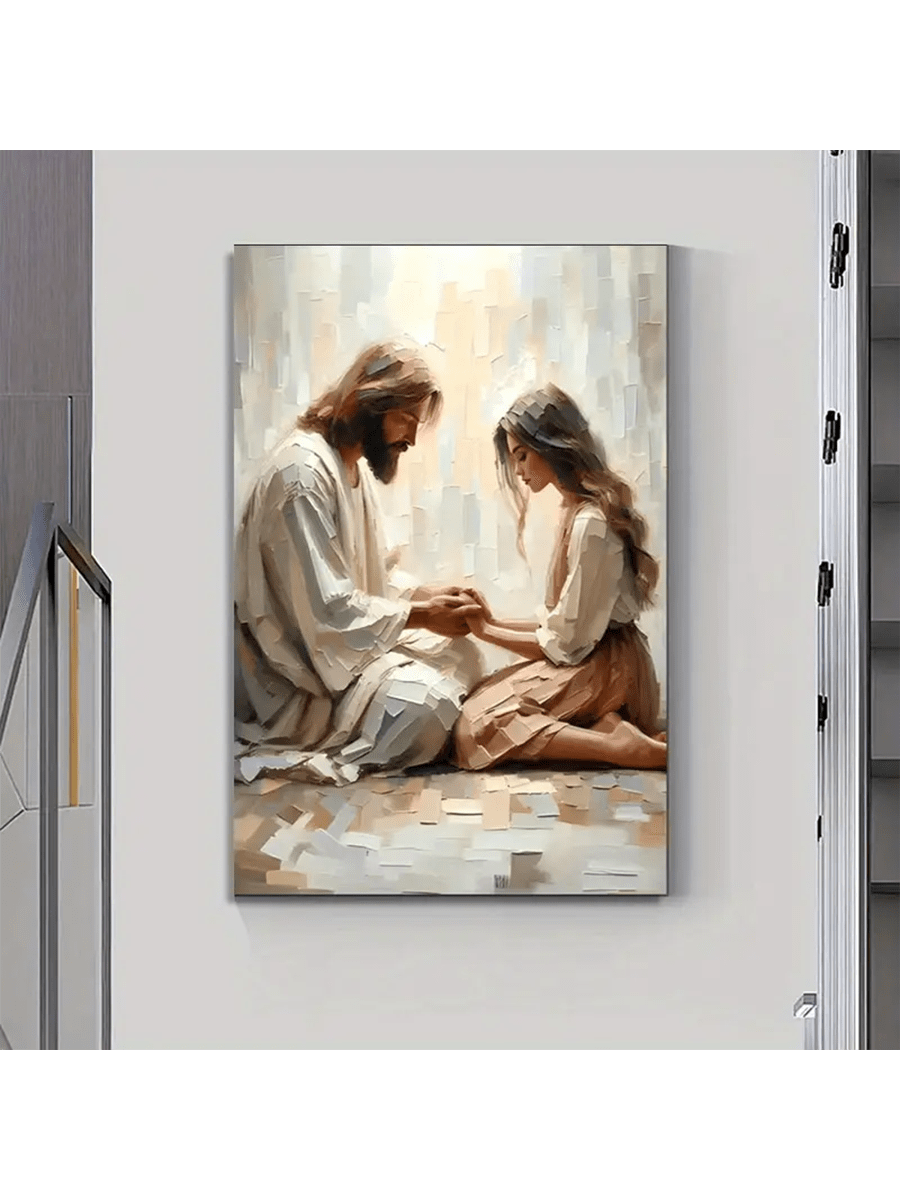 This canvas poster features a wrapped wooden frame and a modern Christian artwork celebrating the comfort and connection found in faith. The high-quality materials and design provide a beautiful and meaningful addition to any space. Experience the benefits of inspiration and reflection with this unique piece.